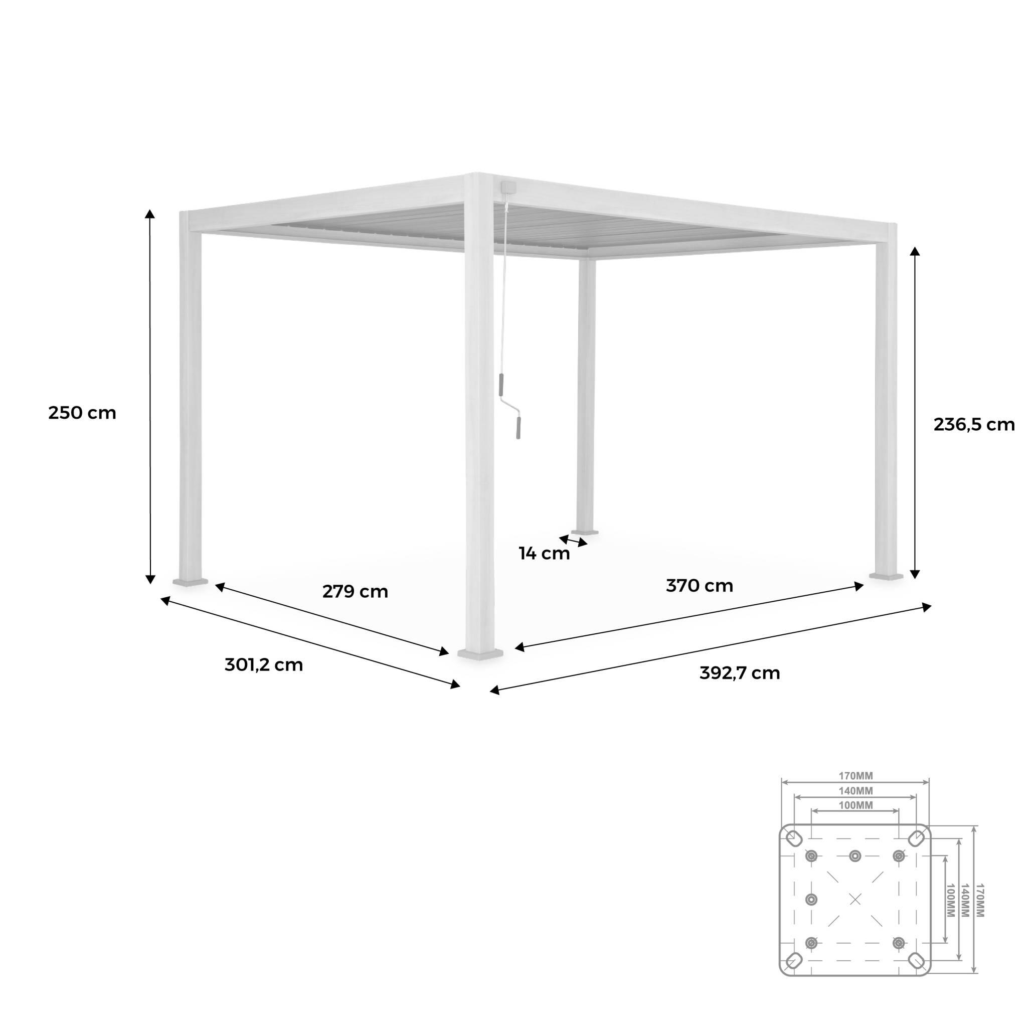 Pérgula bioclimática 3x4m com lâminas ajustáveis, bois clair 4/5