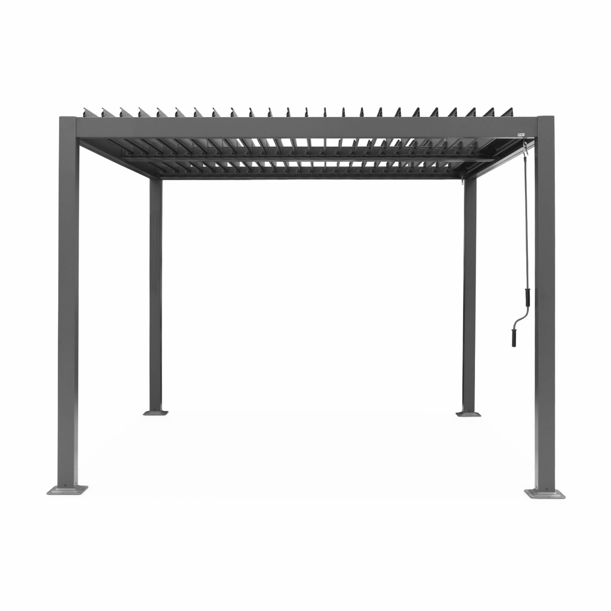 3x3m pérgola com persiana, alumínio e aço com lâminas ajustáveis, Antracite 4/6