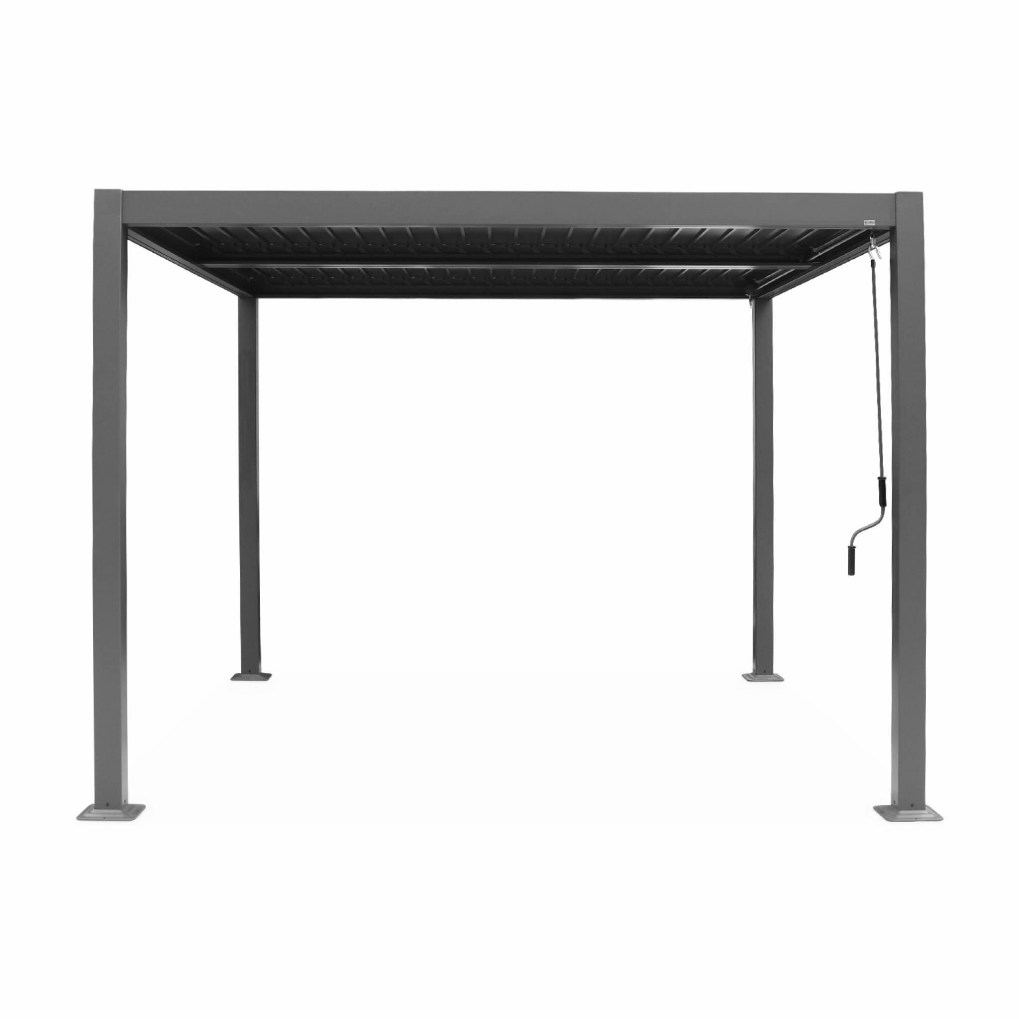 3x3m pérgola com persiana, alumínio e aço com lâminas ajustáveis, Antracite 5/6