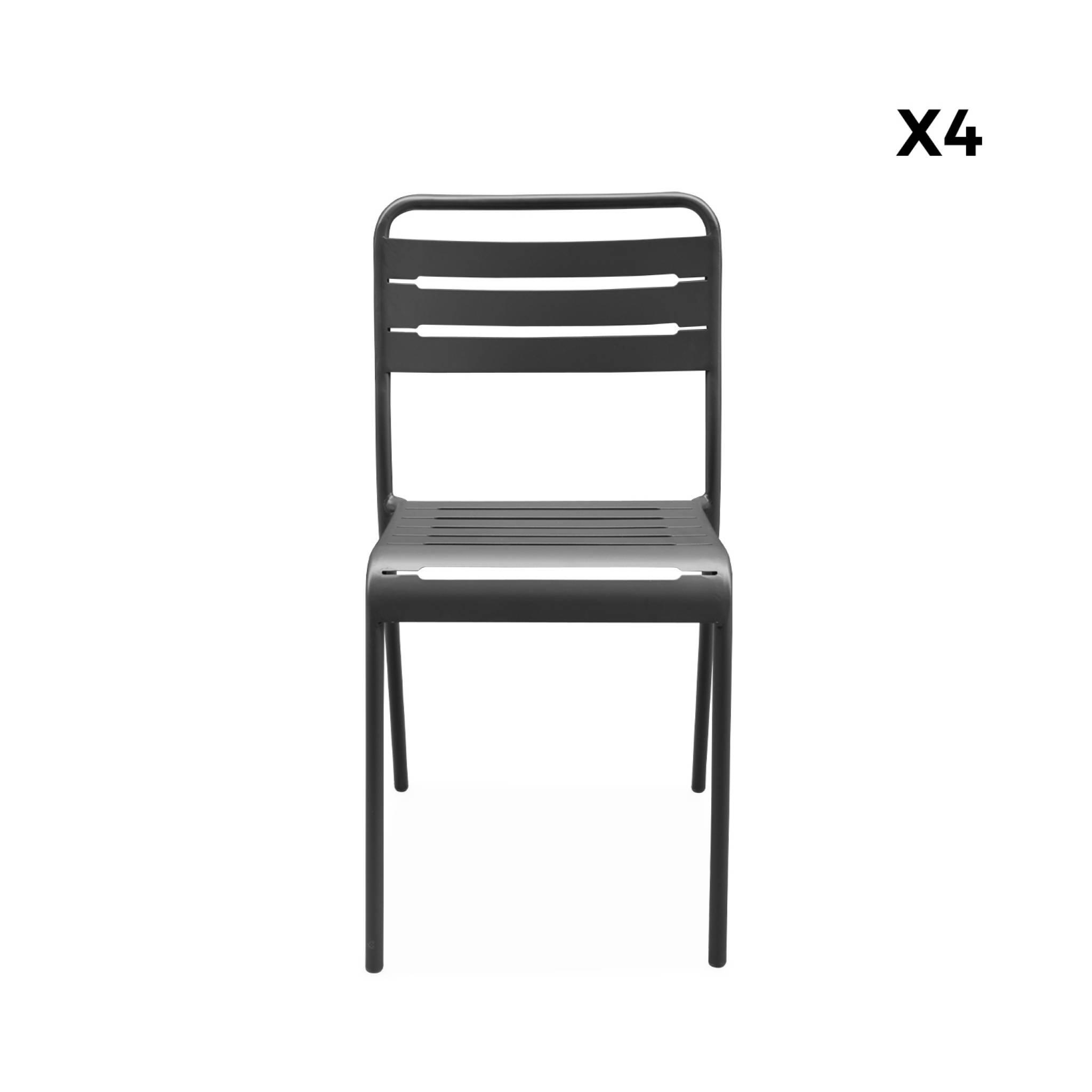 Cadeira de jardim em aço, set de 4, Antracite 4/6