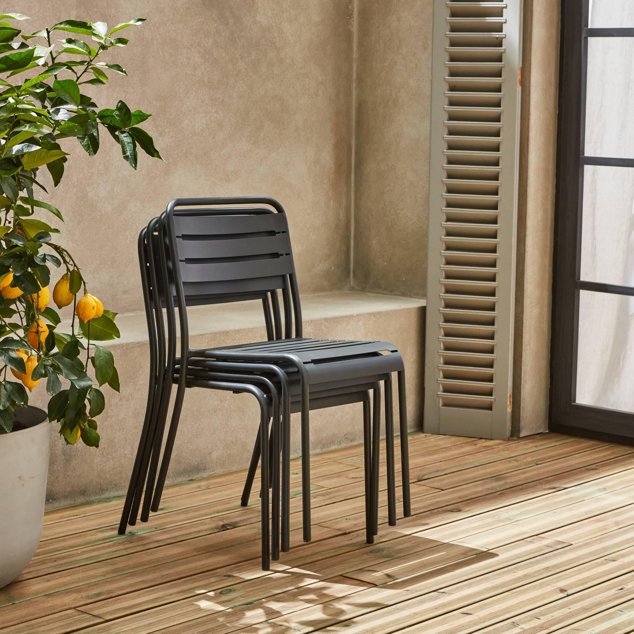 Mesa de jardim em metal, 4 cadeiras, Antracite 4/6