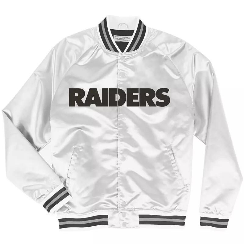 Veste NFL Las Vegas Raiders Mitchell & Ness Lightweight satin Blanc 1/4