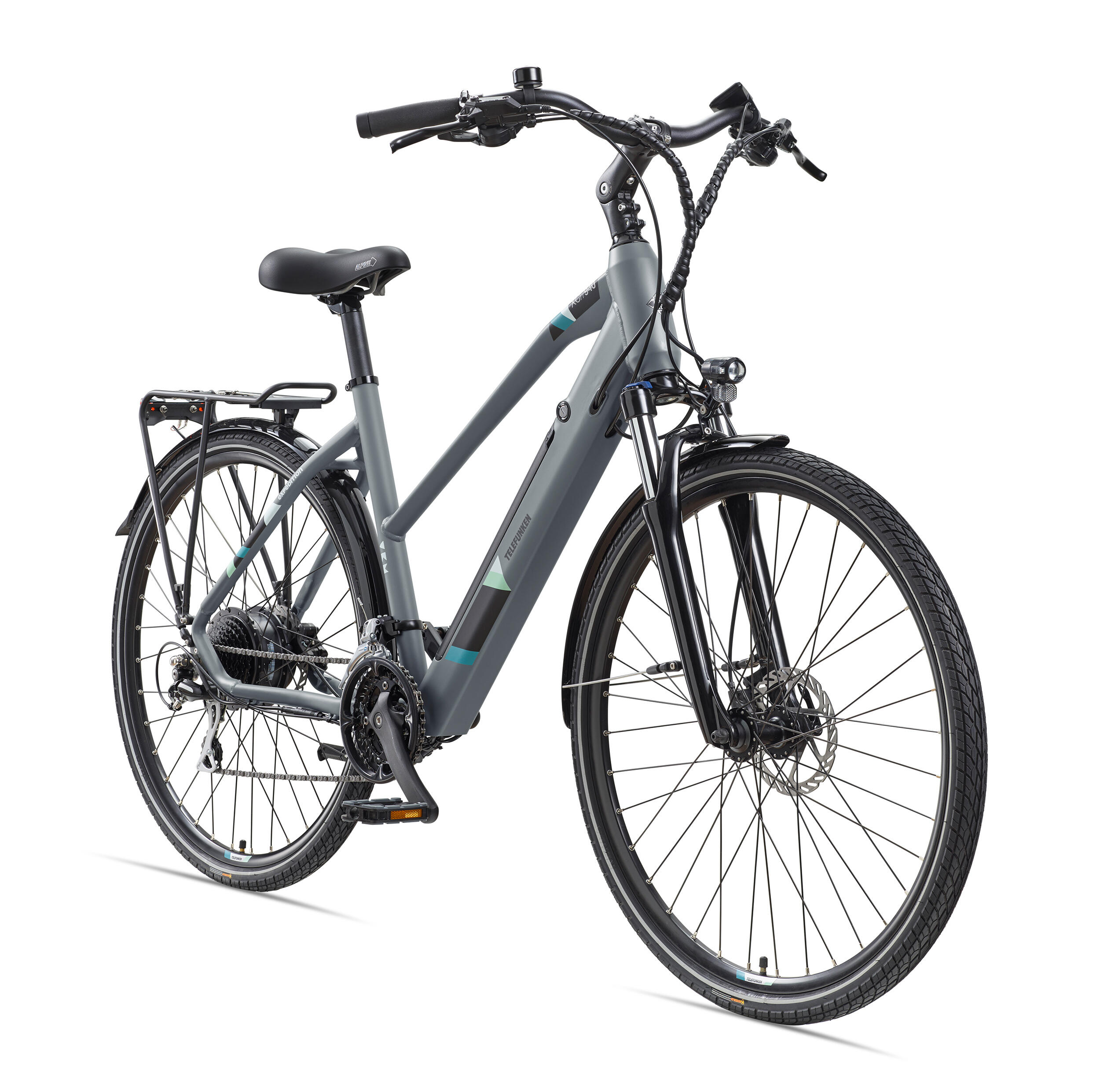 TELEFUNKEN E-Bike XC940 28 Zoll 24-Gang Pedelec Trekking Touren Elektrofahrrad Damen grau