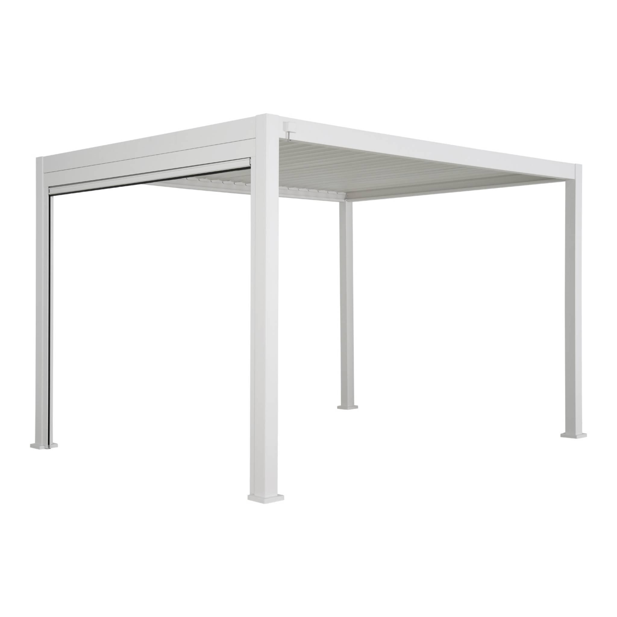 Pérgola bioclimática 3x4m + 1 toldo vertical de 3m, Blanco 5/6
