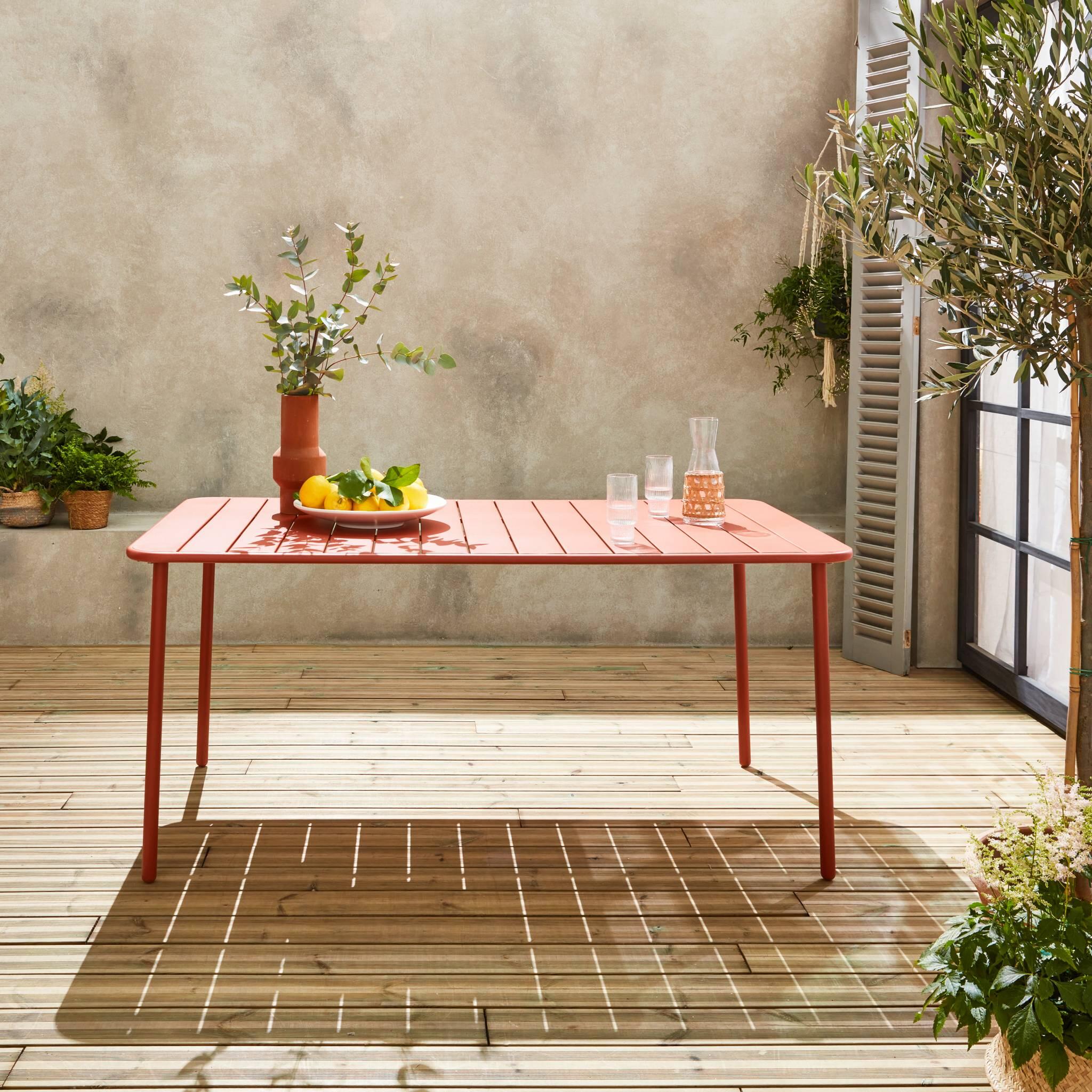 Mesa de jardim metálica de 6-8 lugares, Terracota 2/6