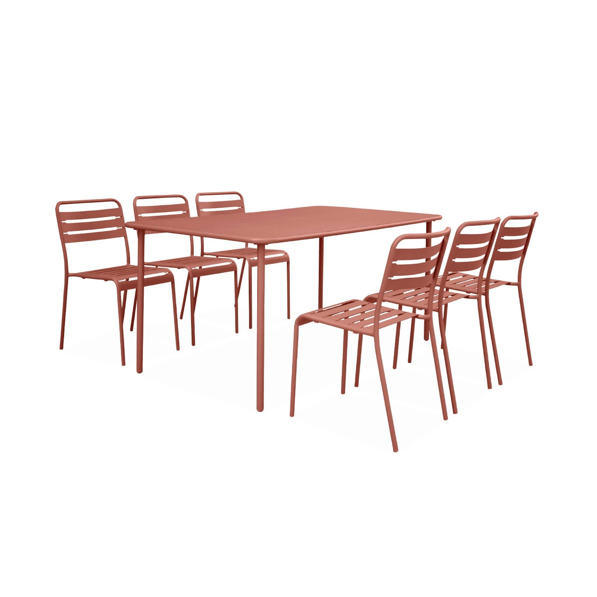 Mesa de jardim metálica de 6-8 lugares, Terracota 4/6