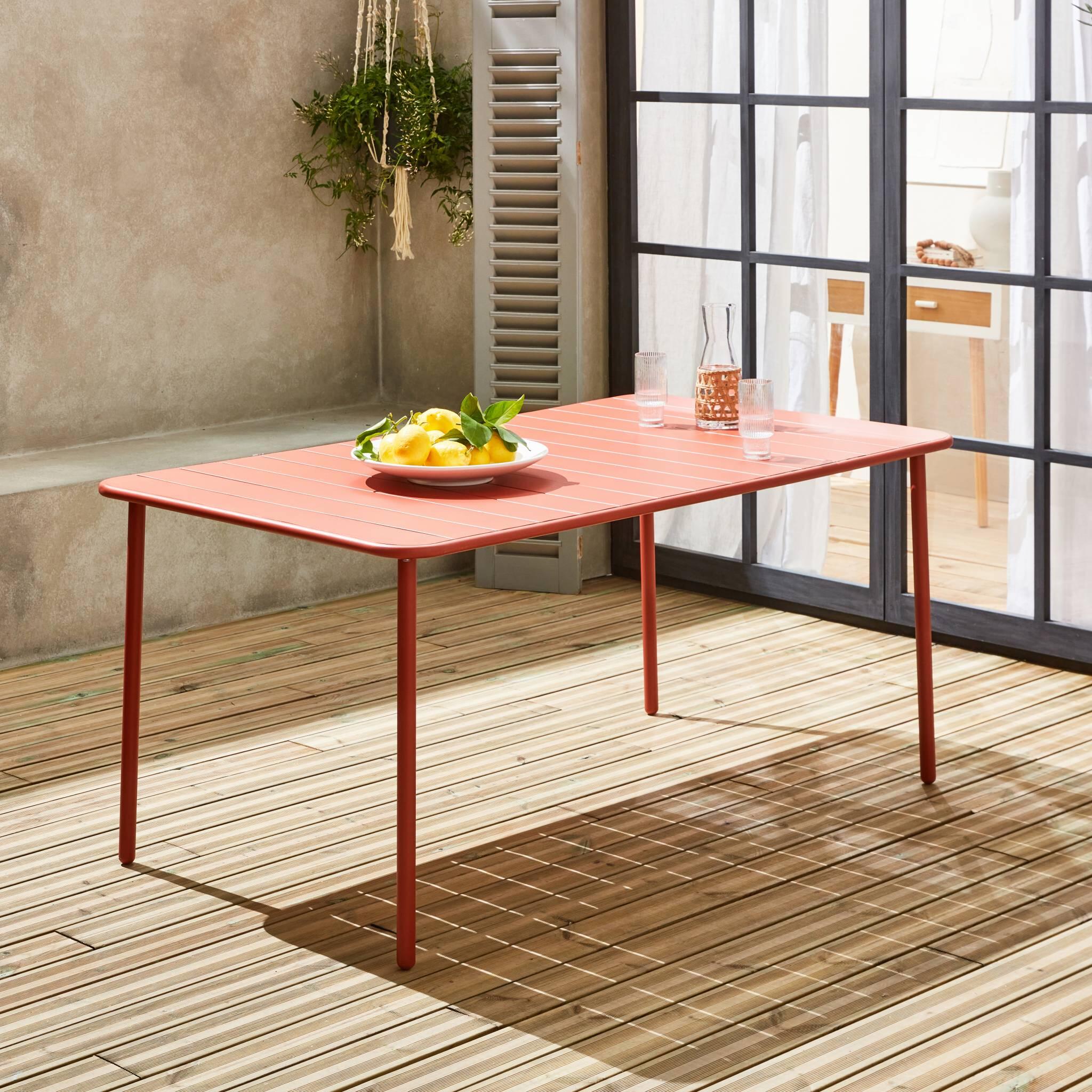 Mesa de jardim metálica de 6-8 lugares, Terracota 3/6