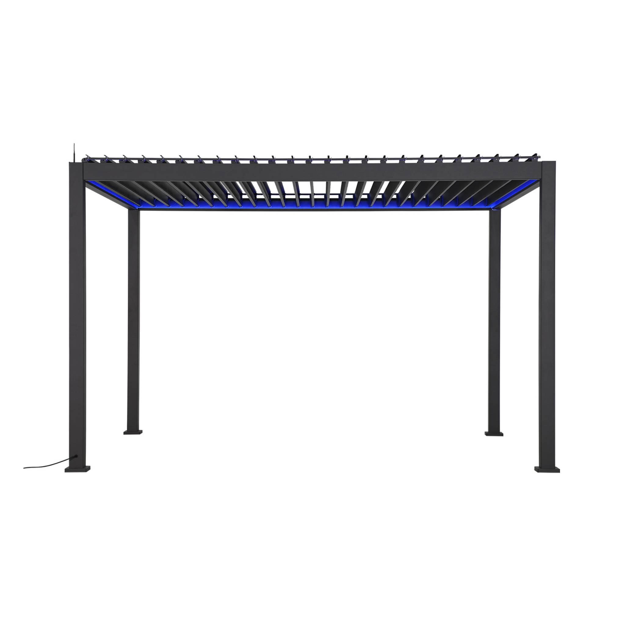 Pérgola eléctrica bioclimática de 3x4m de alumínio com iluminação LED, Antracite 5/6