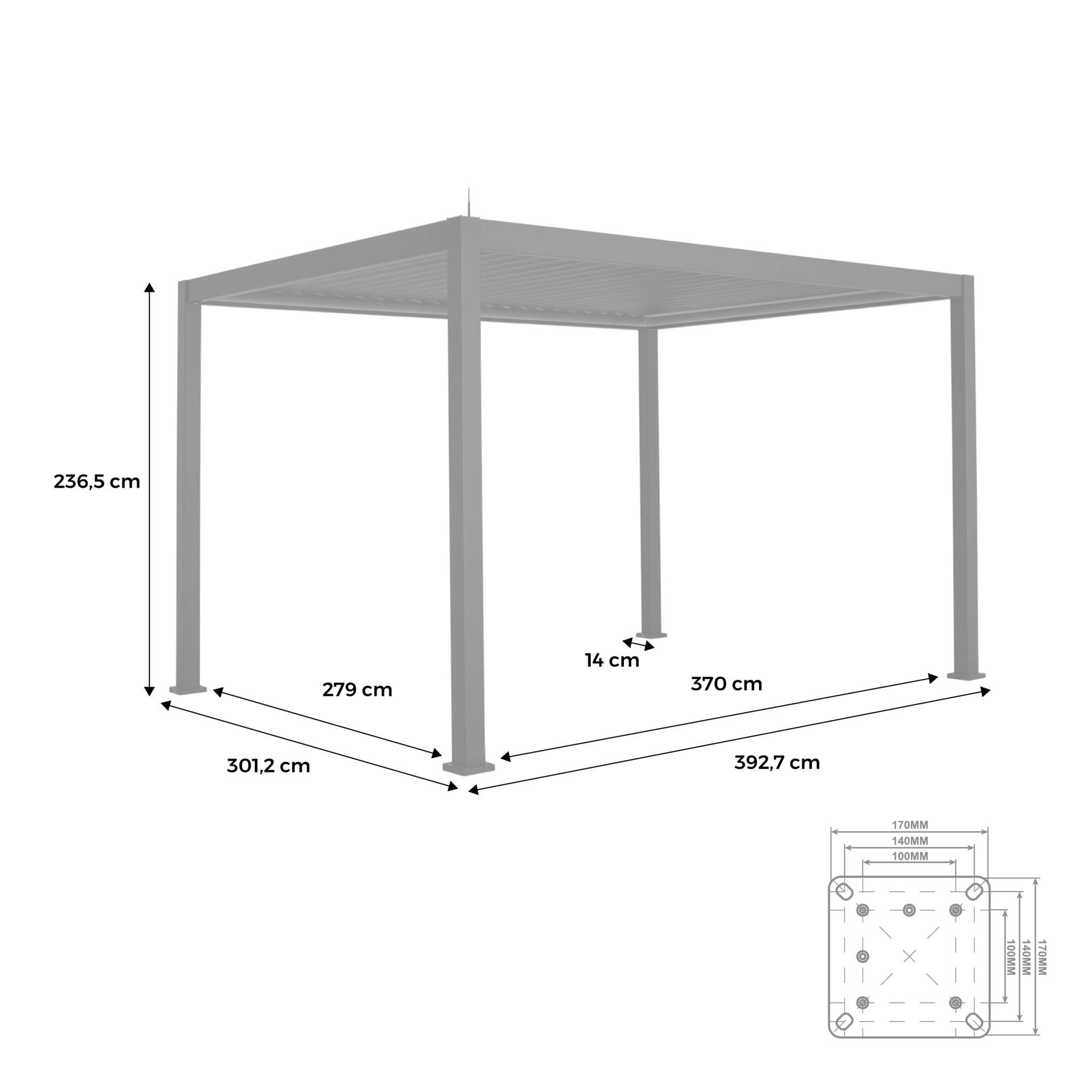 Pérgola bioclimática de aluminio con iluminación LED 3x4m, Antracita 3/6
