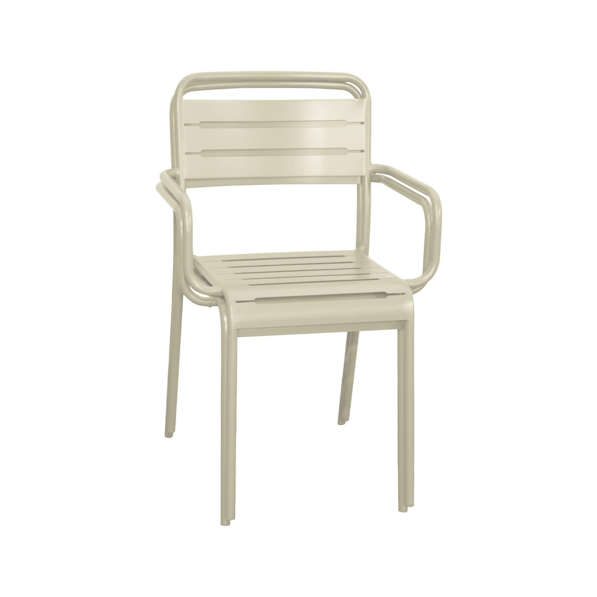 Sillón de jardín bistró de acero, set de 2, Beige 5/6