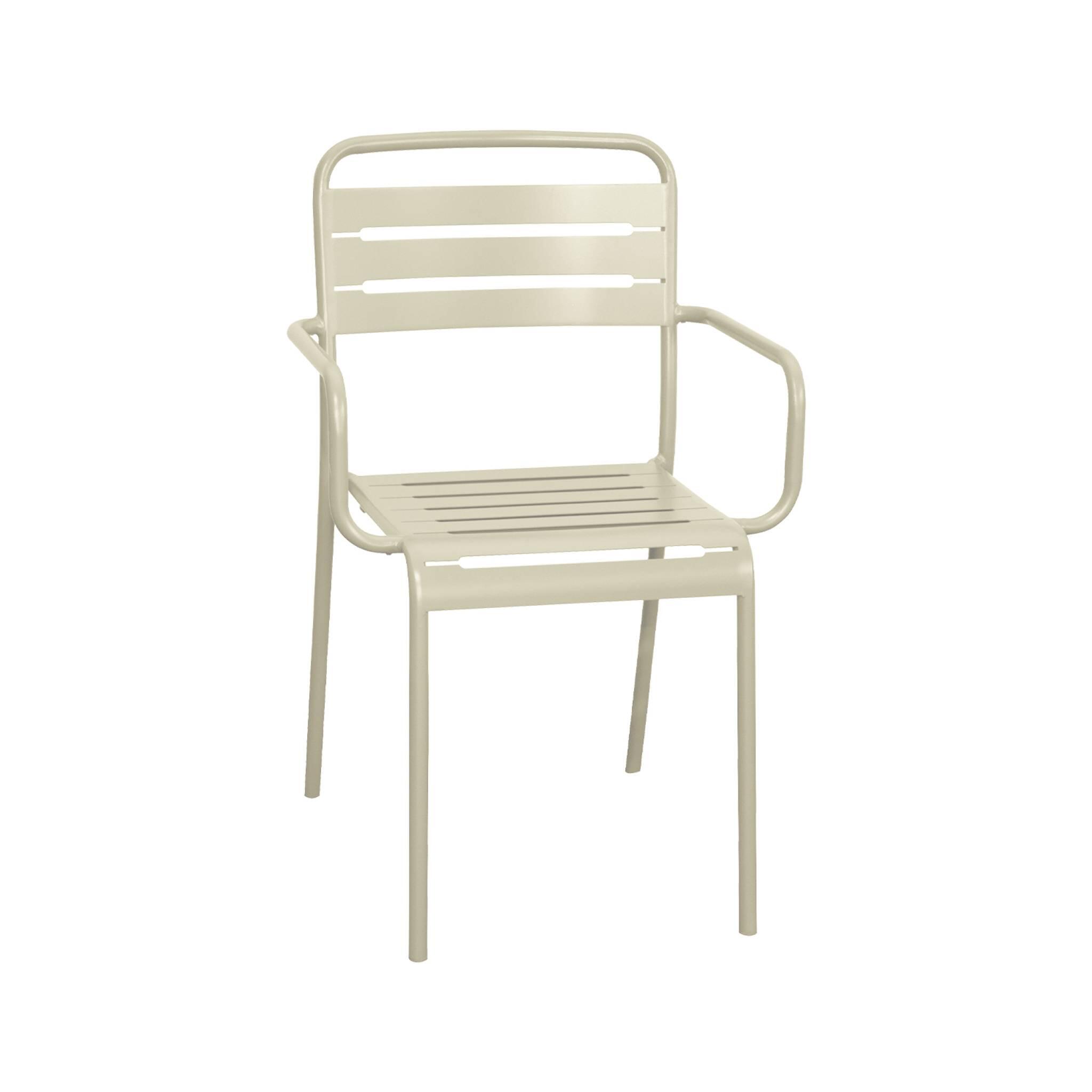 Sillón de jardín bistró de acero, set de 2, Beige 2/6
