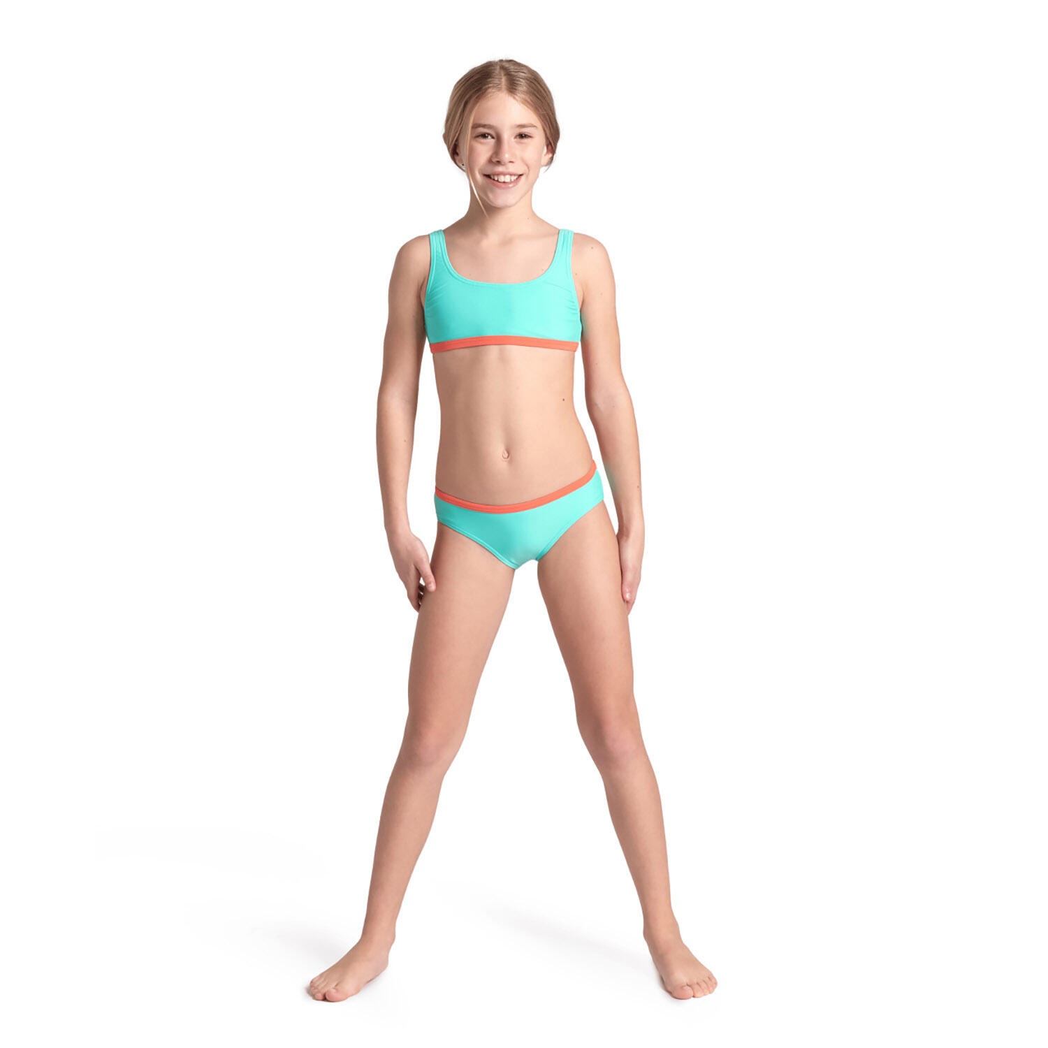 Ensemble Maillot De Bain 3 Pièces Ado Fille - Haut + Bas Tanga + Jupe - 100% Polyester - 12-16 Ans