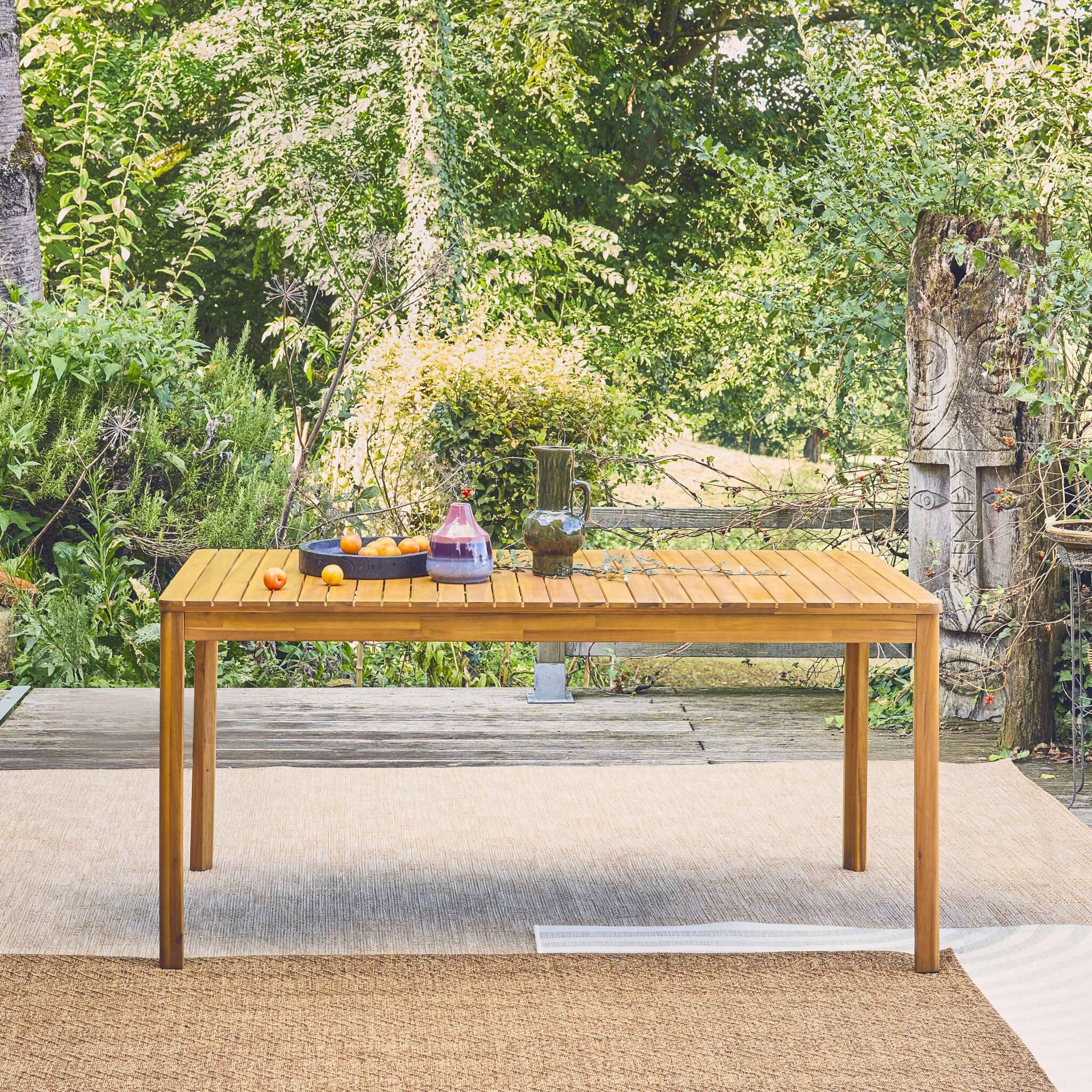 Mesa de jardín de acacia con esquinas redondeadas, 8 plazas, Natural 3/6