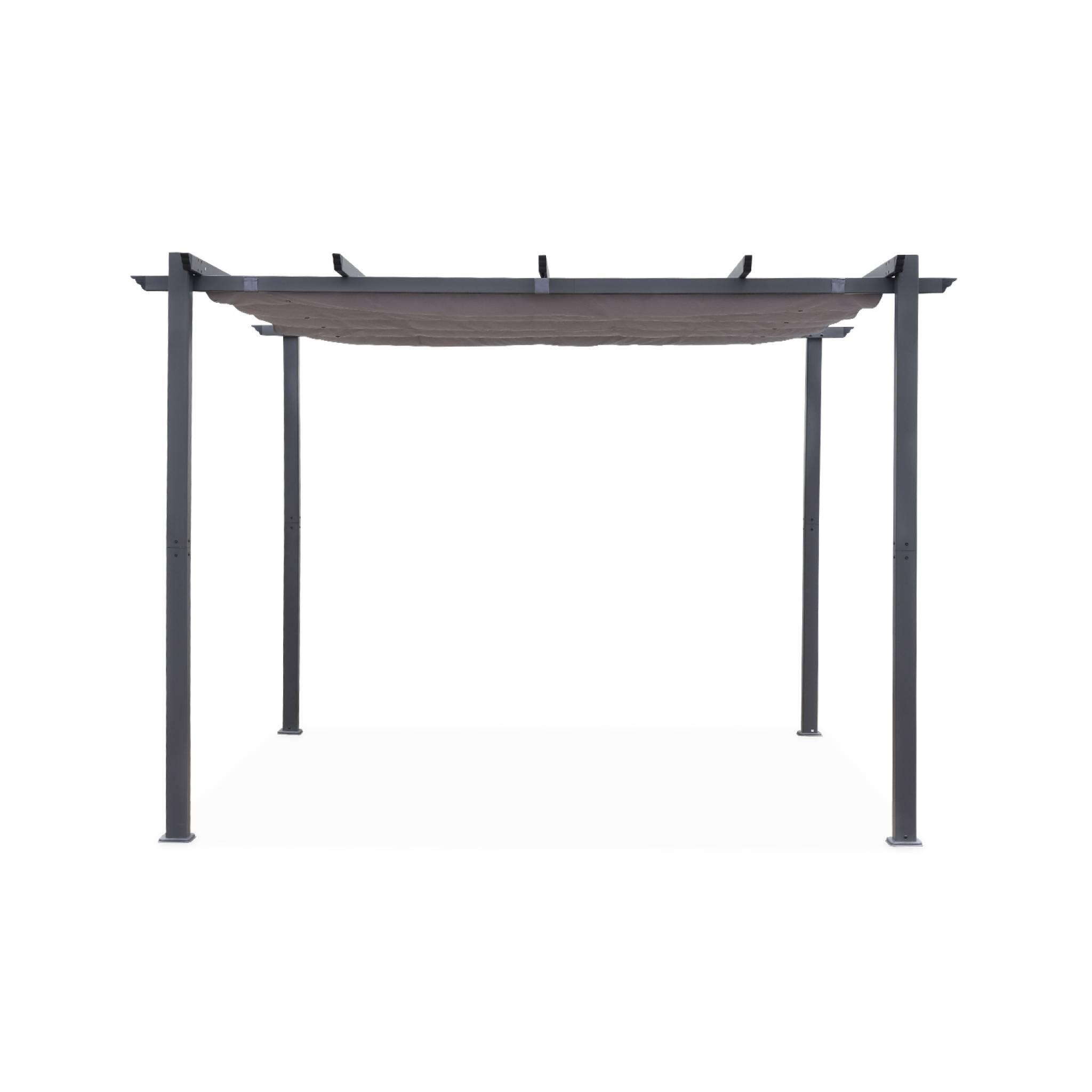 3x3m pérgola de alumínio com cobertura deslizante, Cinza 2/6