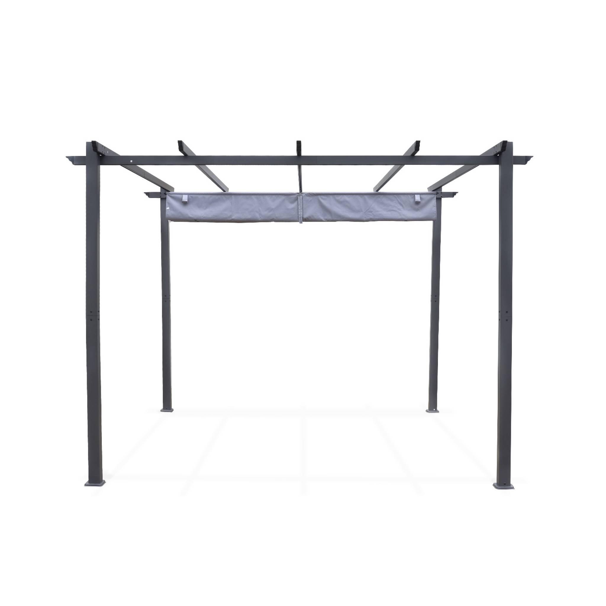 3x3m pérgola de alumínio com cobertura deslizante, Cinza 4/6