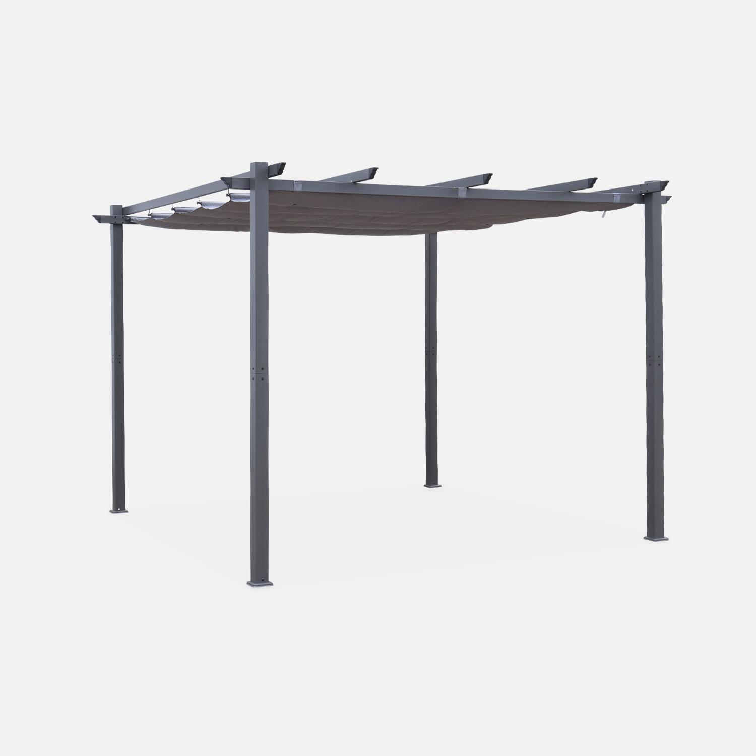 3x3m pérgola de alumínio com cobertura deslizante, cinza