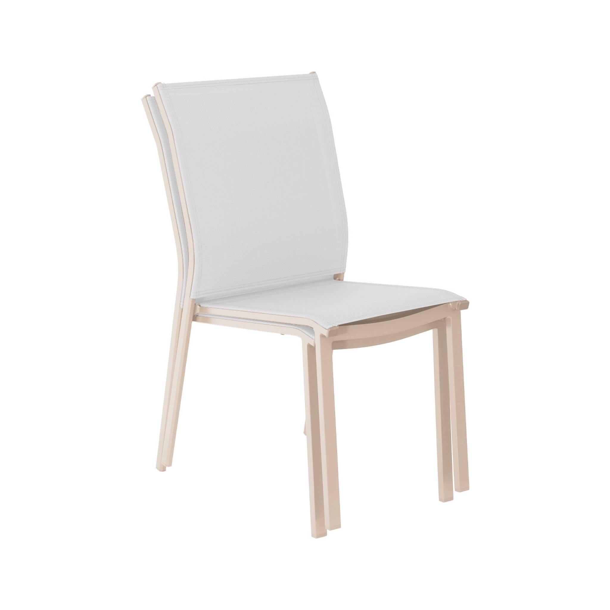 Silla de jardín apilable de aluminio y textilene, set de 2, Beige 4/6