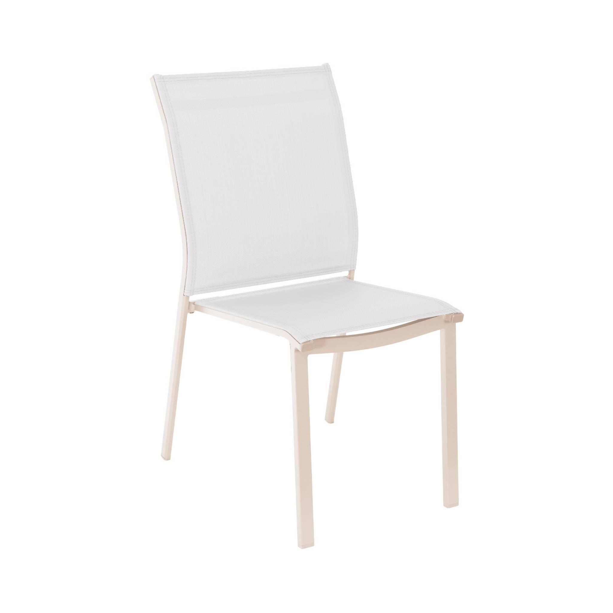 Silla de jardín apilable de aluminio y textilene, set de 2, Beige 2/6