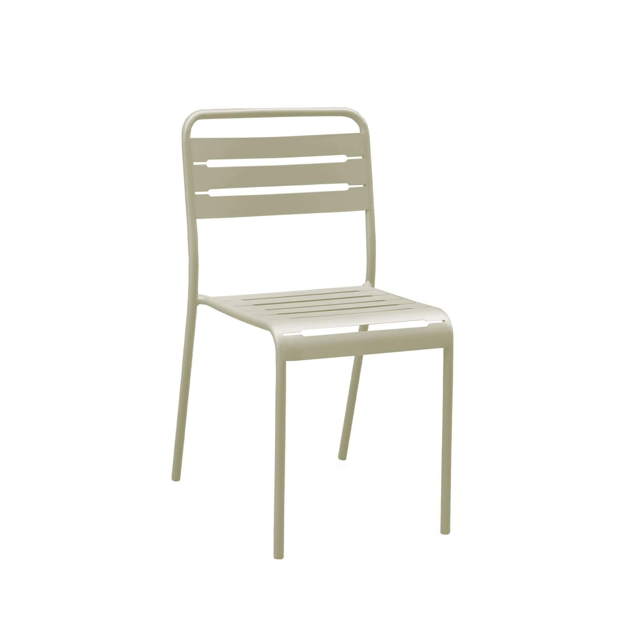 Silla de jardín bistró de acero, set de 2, Beige 5/6