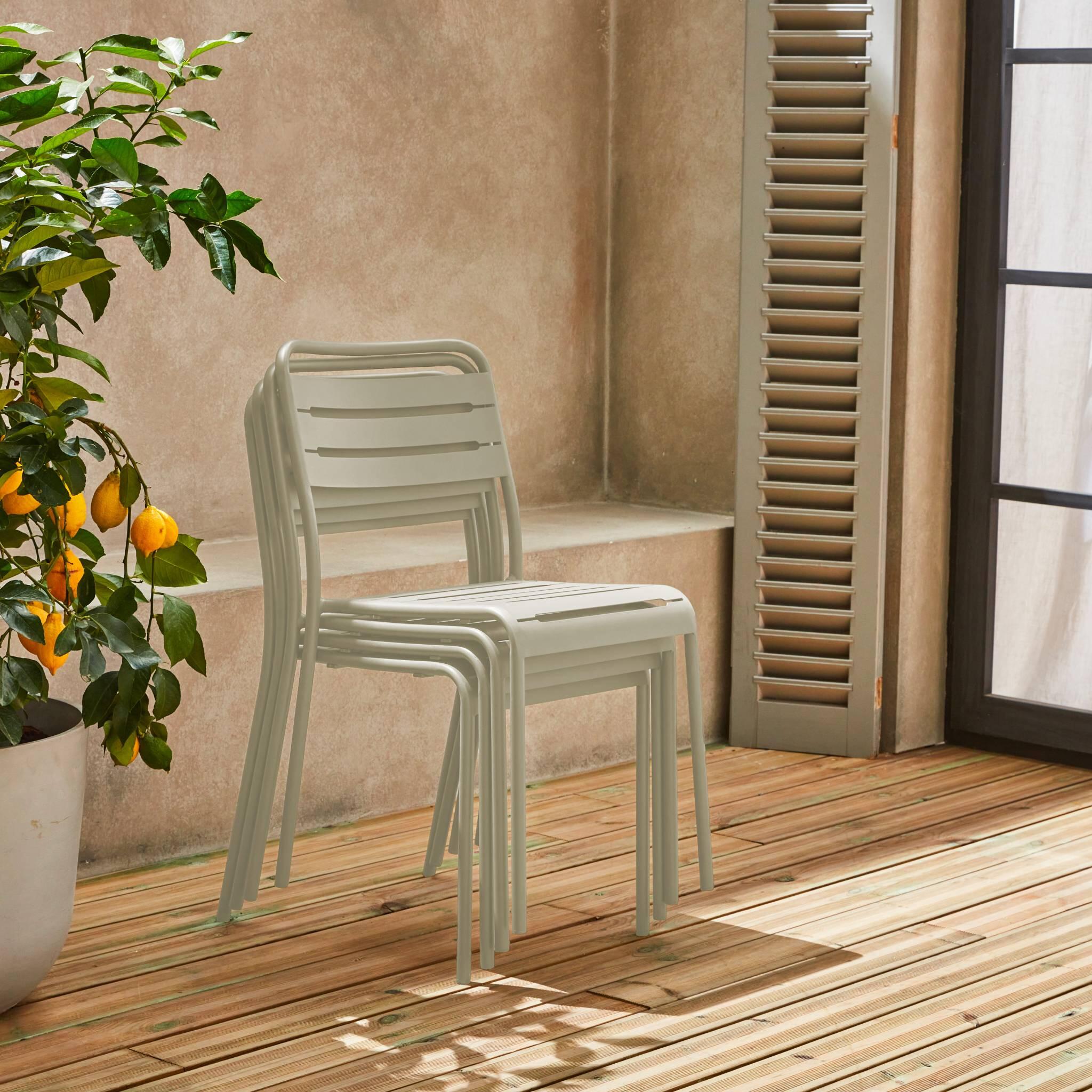 Cadeira de jardim em aço, set de 4, Beige 3/6