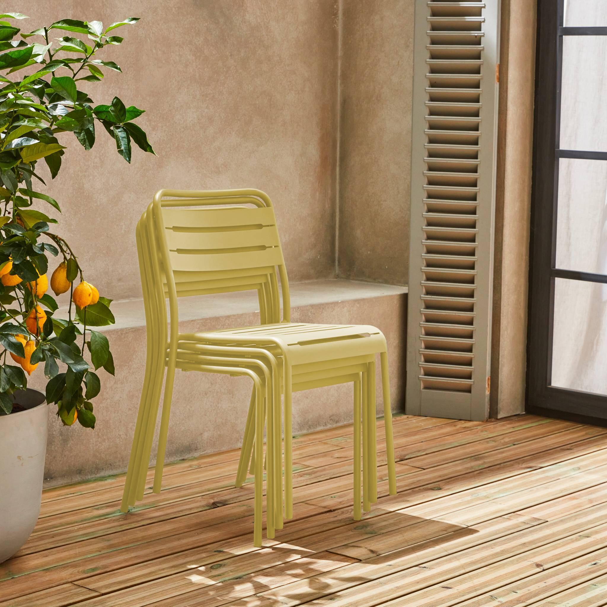 Cadeira de jardim bistrô em aço, set de 4, Amarelo 3/5