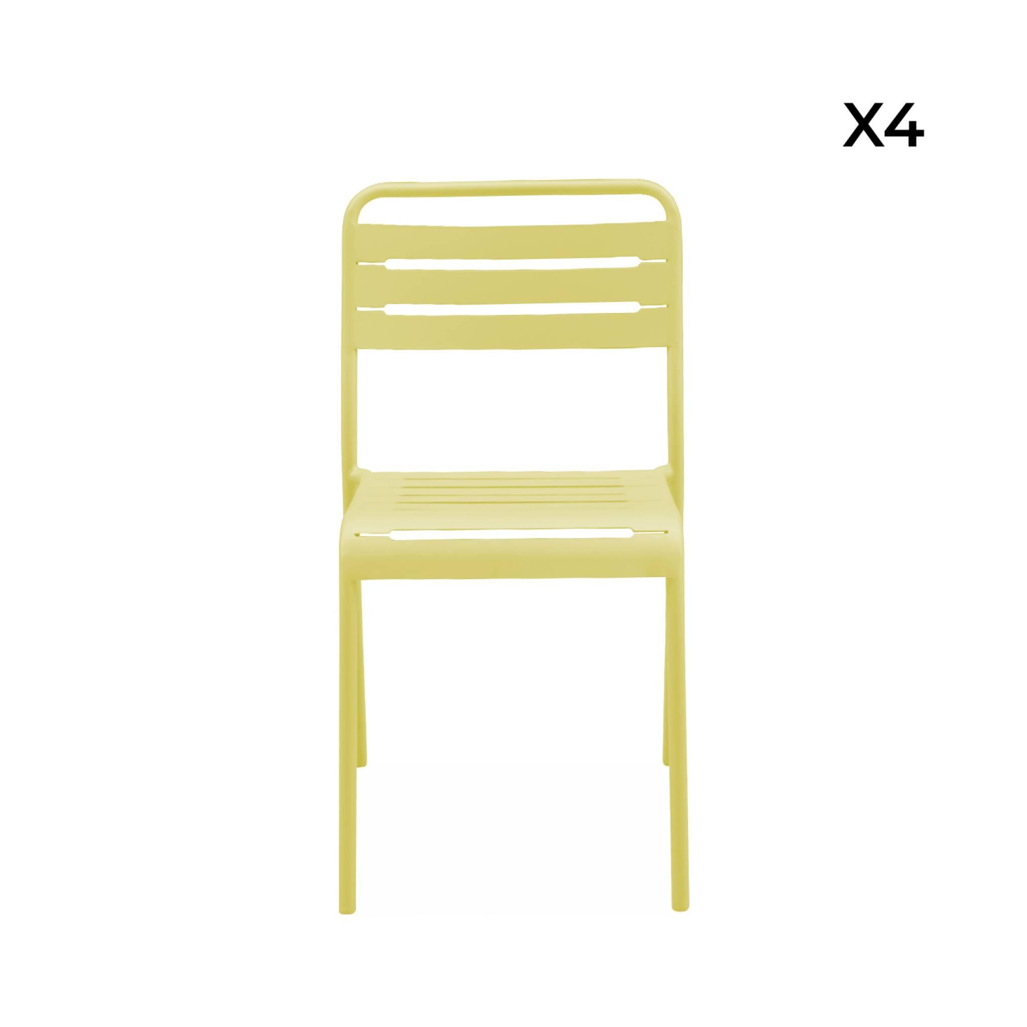 Cadeira de jardim bistrô em aço, set de 4, Amarelo 4/5
