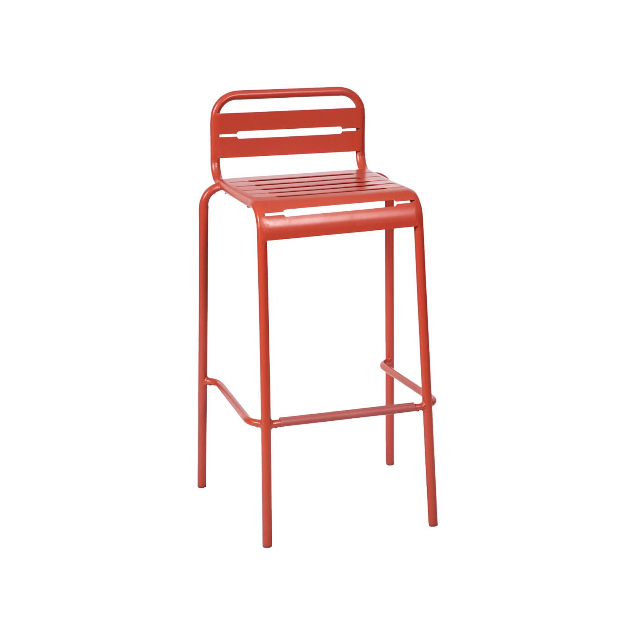 Cadeira alta de jardim em aço, set de 4, Terracota 3/6