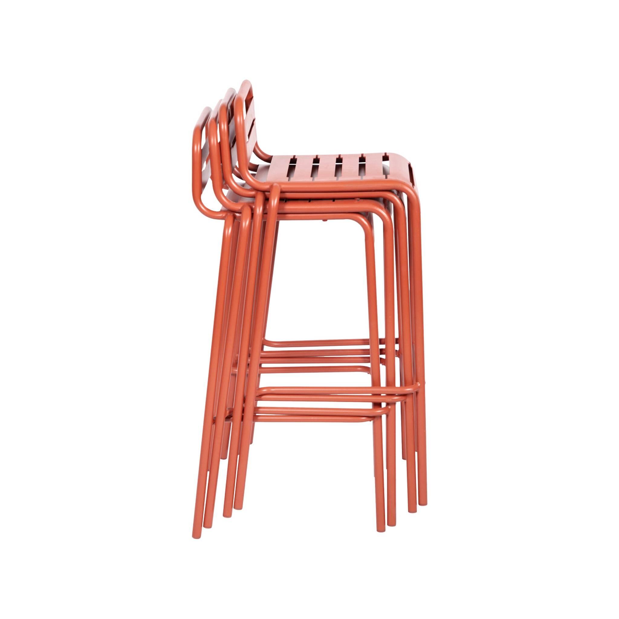 Cadeira alta de jardim em aço, set de 4, Terracota 4/6