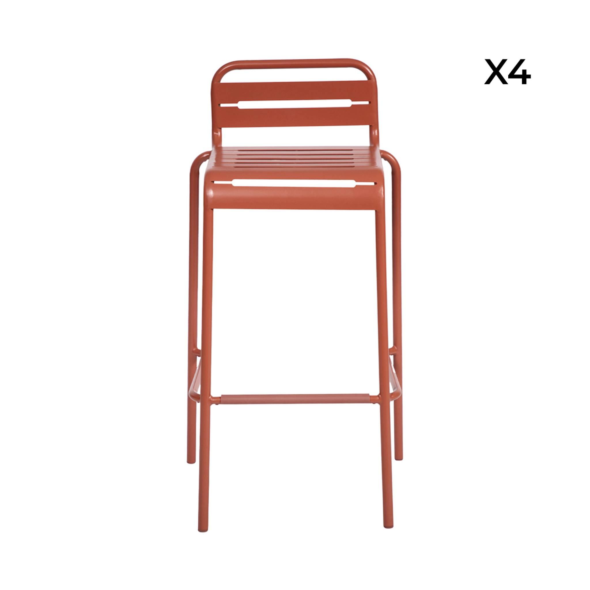 Cadeira alta de jardim em aço, set de 4, Terracota 2/6