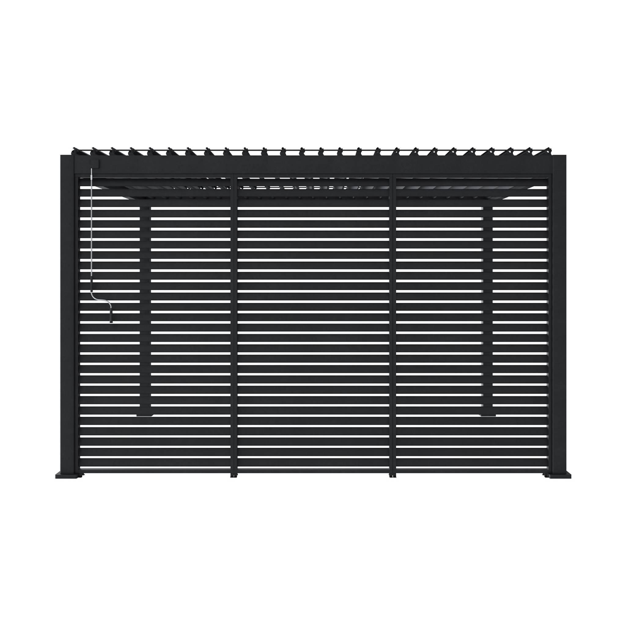Pérgola bioclimática de aluminio 3x4m + 3 persianas de 130cm, Antracita 5/6