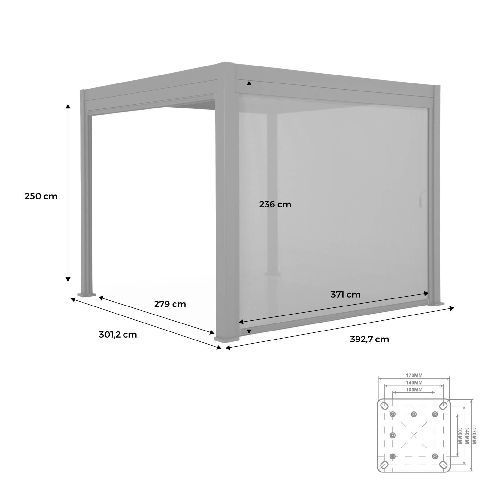 Pérgola bioclimática 3x4m + toldo vertical de 4m, Antracita 4/6