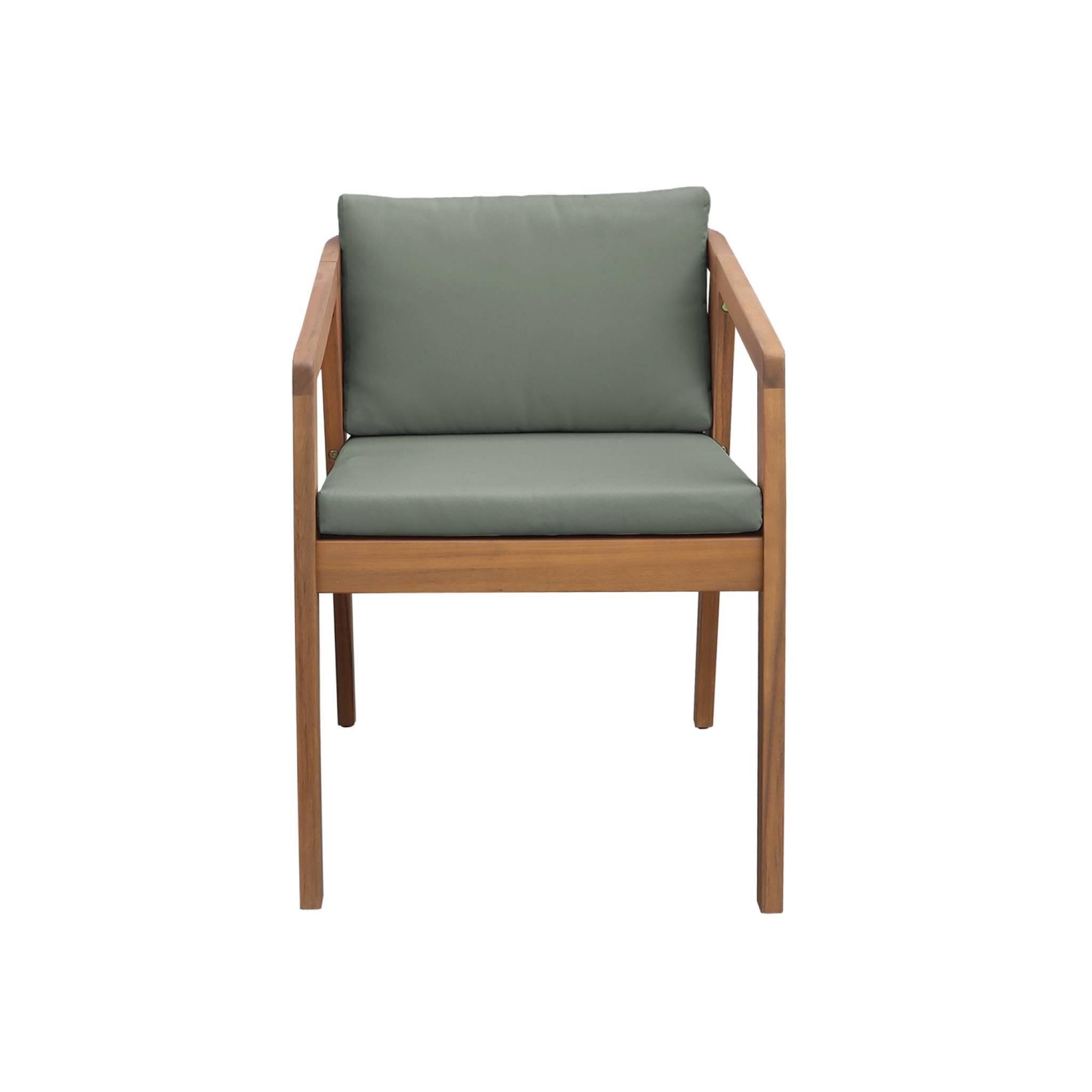 Silla de jardín de madera de acacia, set de 2, Verde kaki 5/6