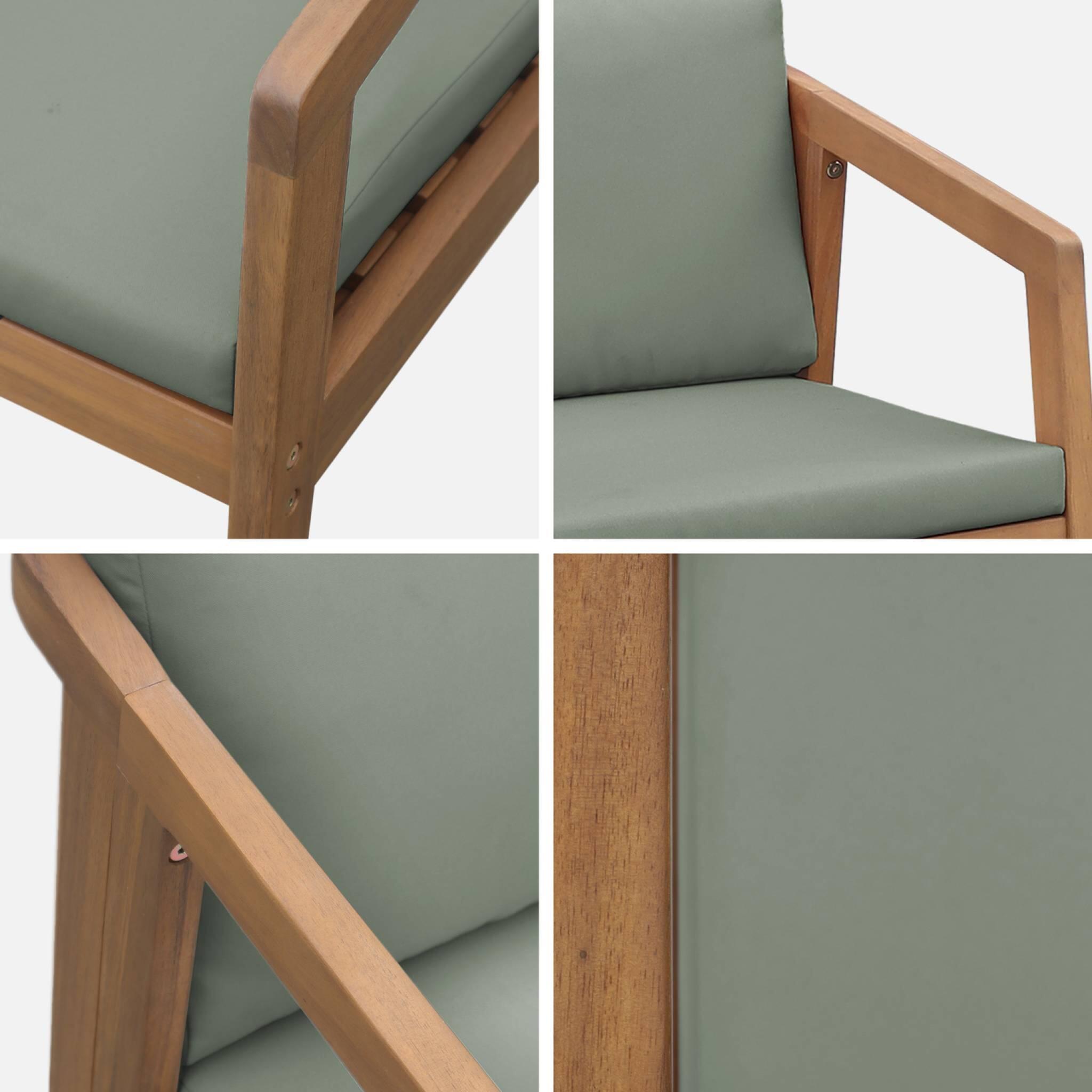Silla de jardín de madera de acacia, set de 2, Verde kaki 6/6
