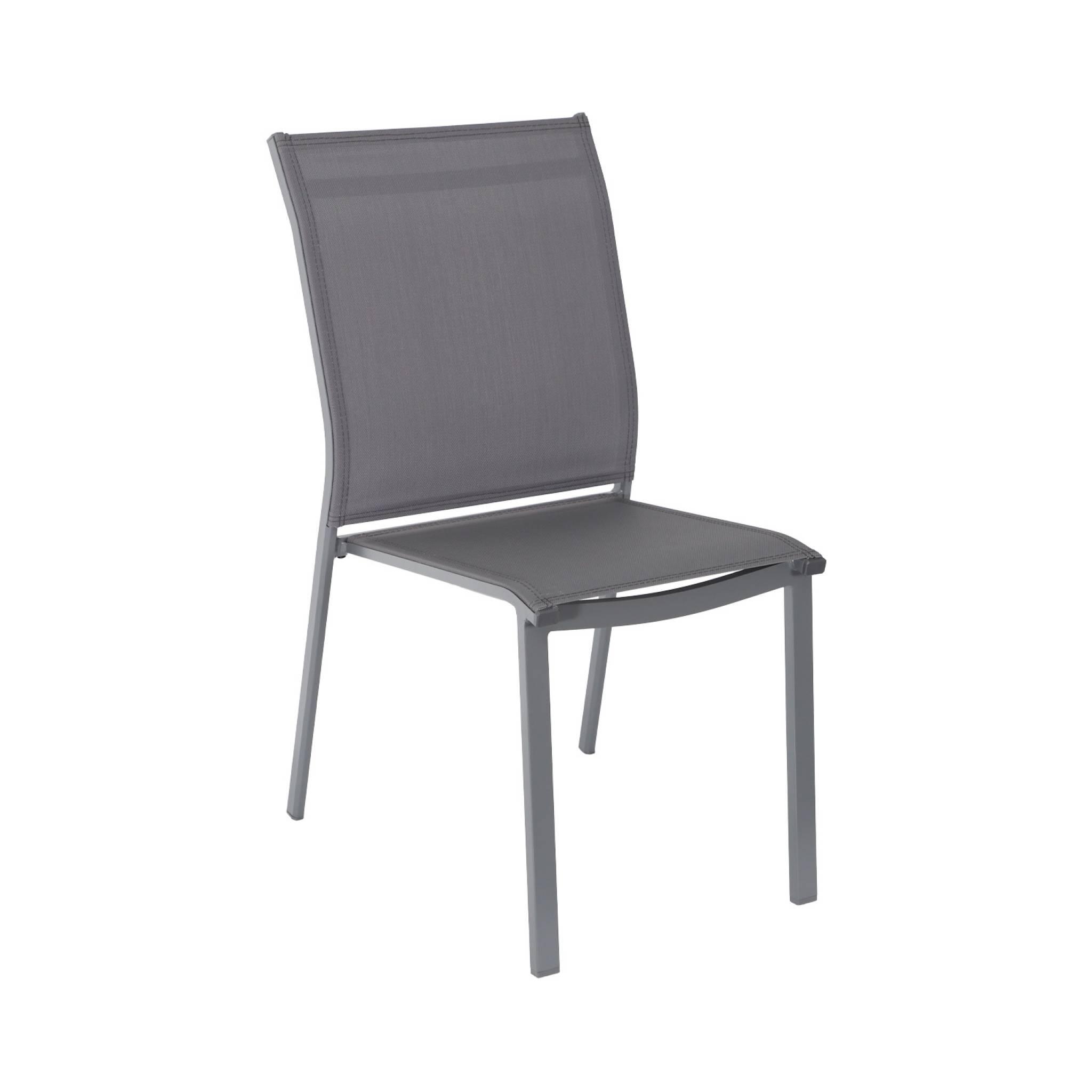 Silla de jardín apilable de aluminio y textilene, set de 2, Antracita 2/6