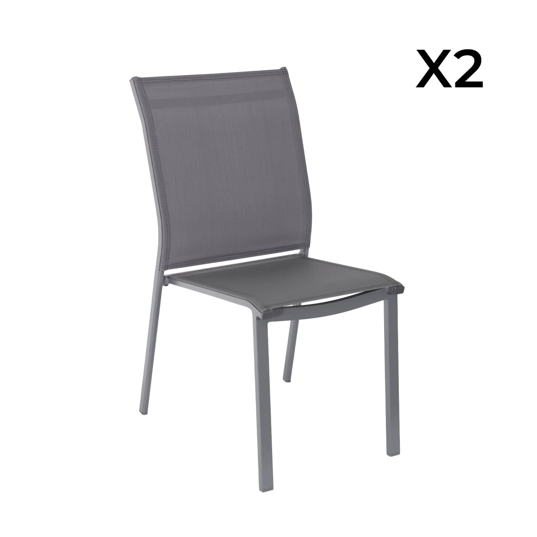 Silla de jardín apilable de aluminio y textilene, set de 2, Antracita 3/6