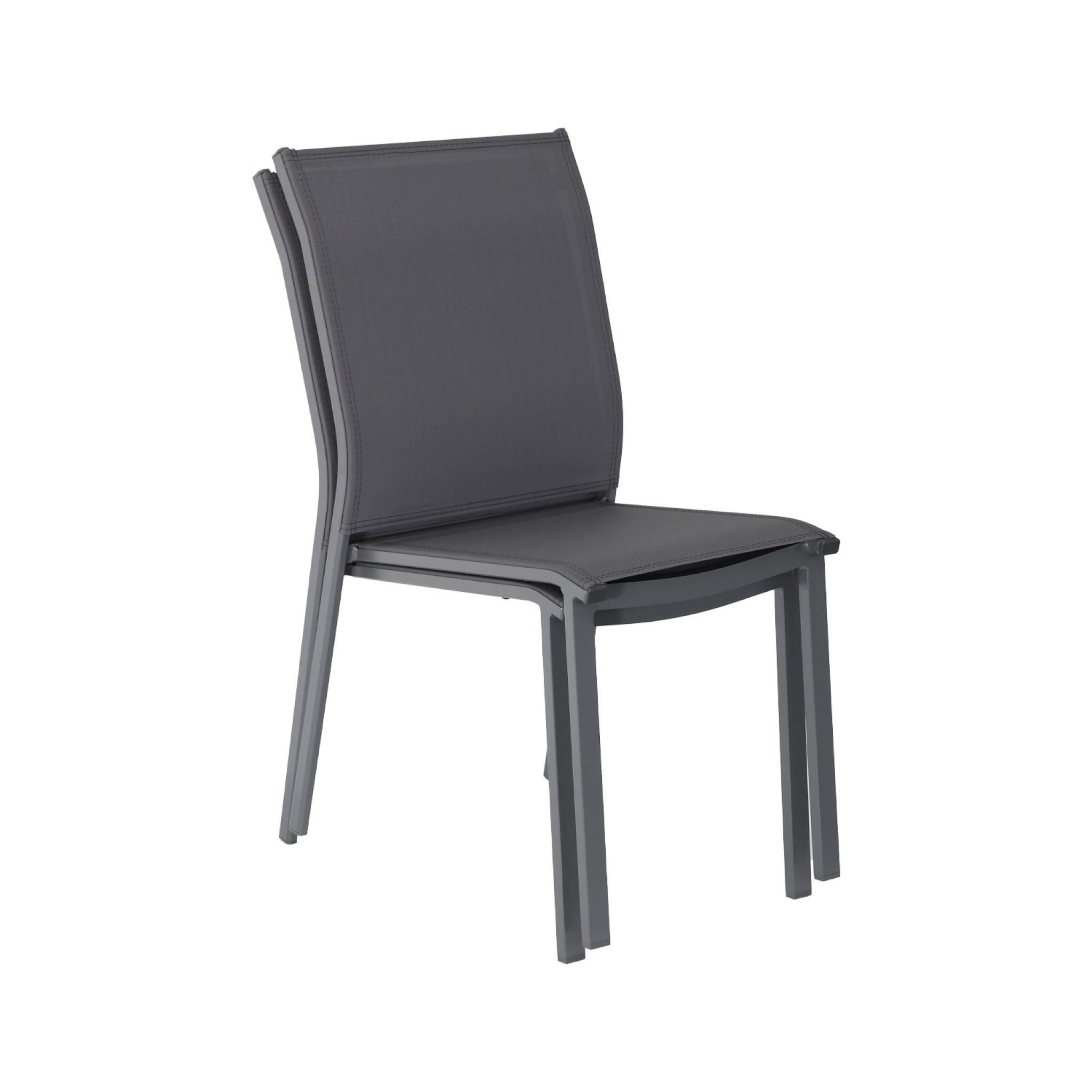 Silla de jardín apilable de aluminio y textilene, set de 4, Antracita 7/7