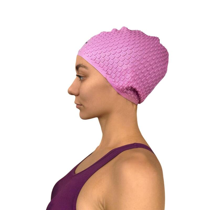 Bonnet de Natation Strié en Silicone Étanche pour Cheveux Longs