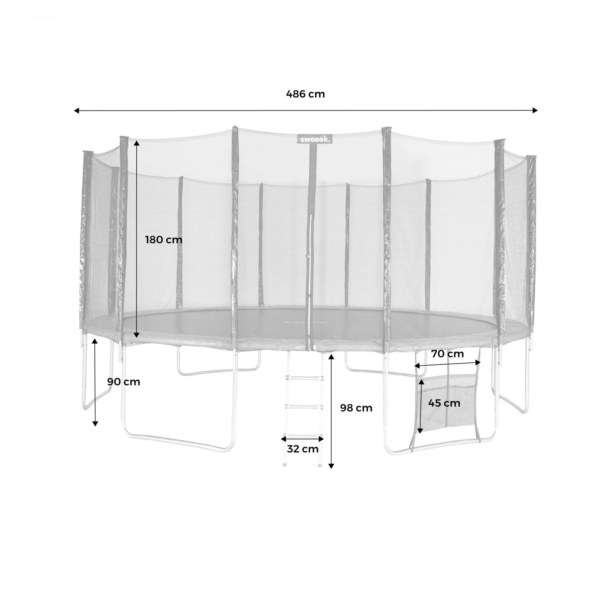 Trampoline 490cm gris filet, échelle, bâche, kit d'ancrage| sweeek 4/6