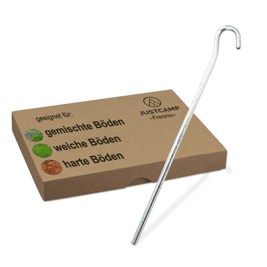 Camping Zeltheringe für harte Böden - 30 cm - 12 Stück - Stahl, rund - Fresno
