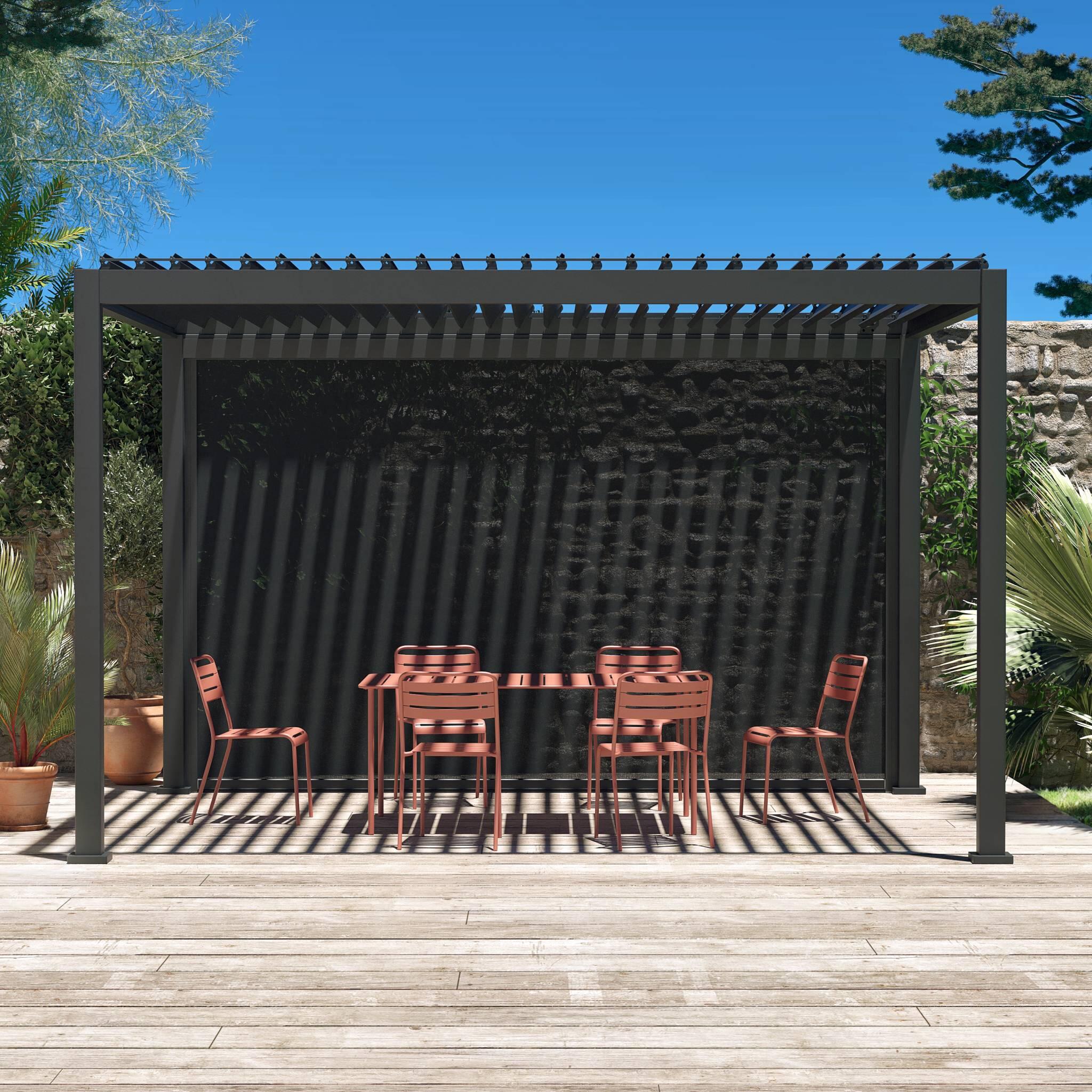 Pérgola bioclimática 3x4m + toldo vertical de 4m, Antracita 2/6