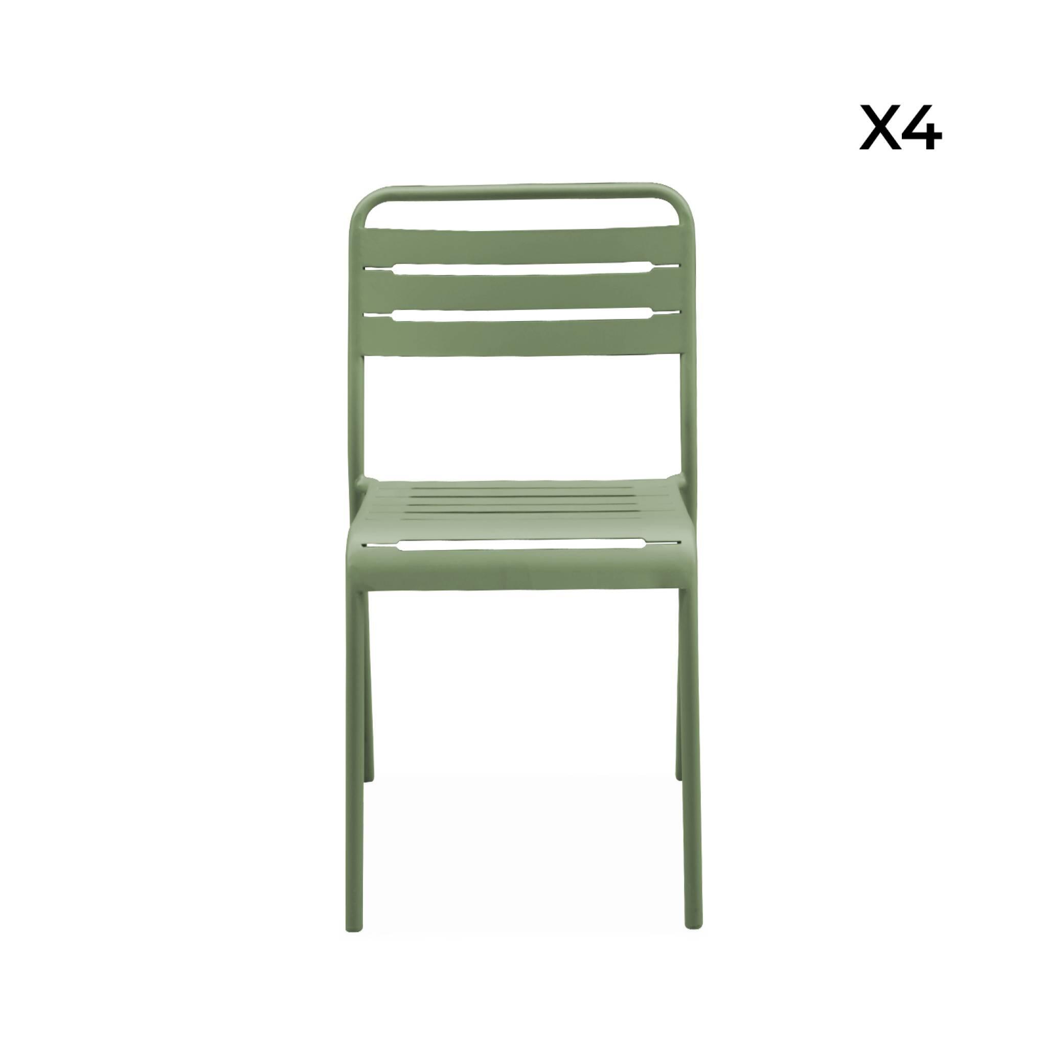 Cadeira de jardim em aço, set de 4, Verde 4/6