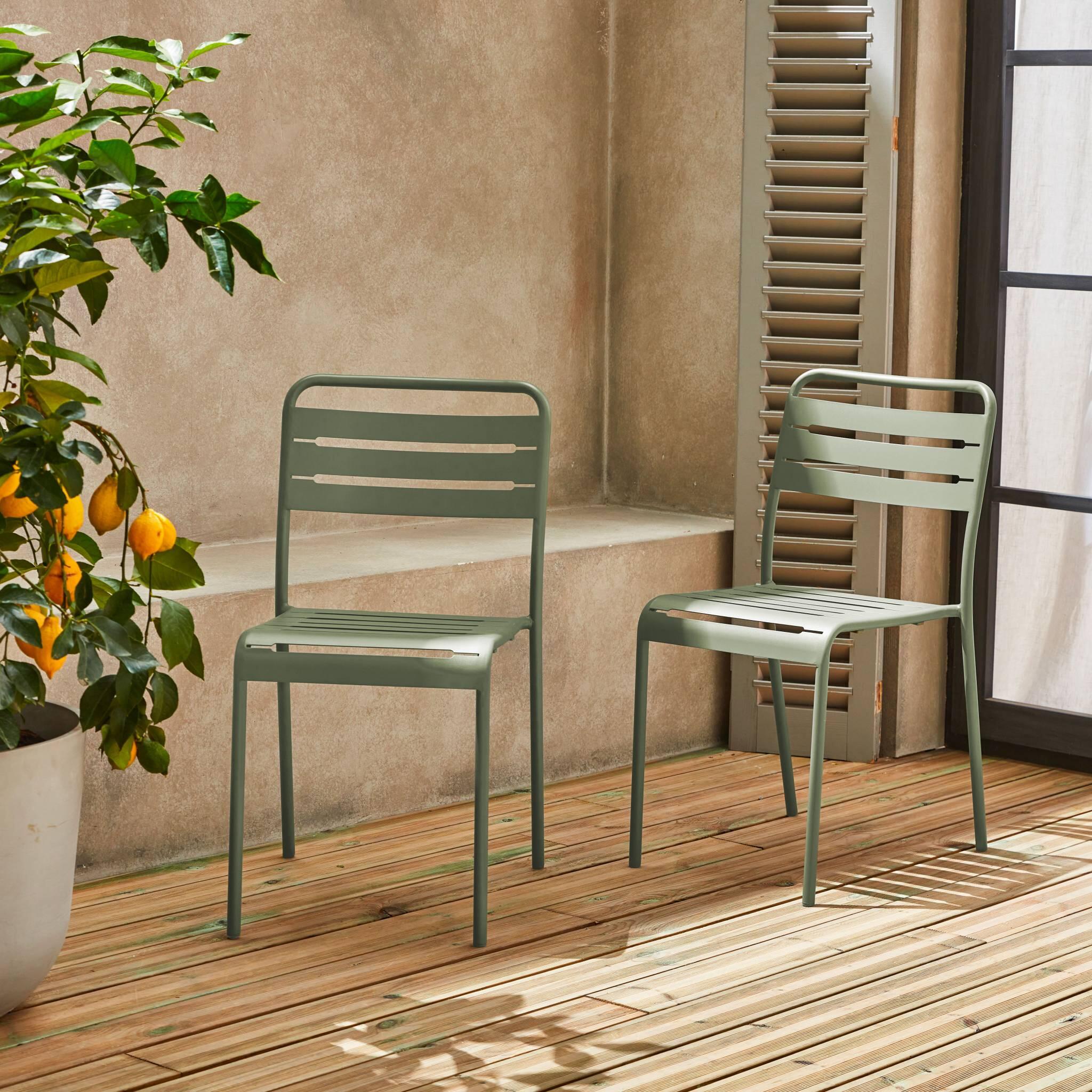 Cadeira de jardim em aço, set de 2, Verde 3/6