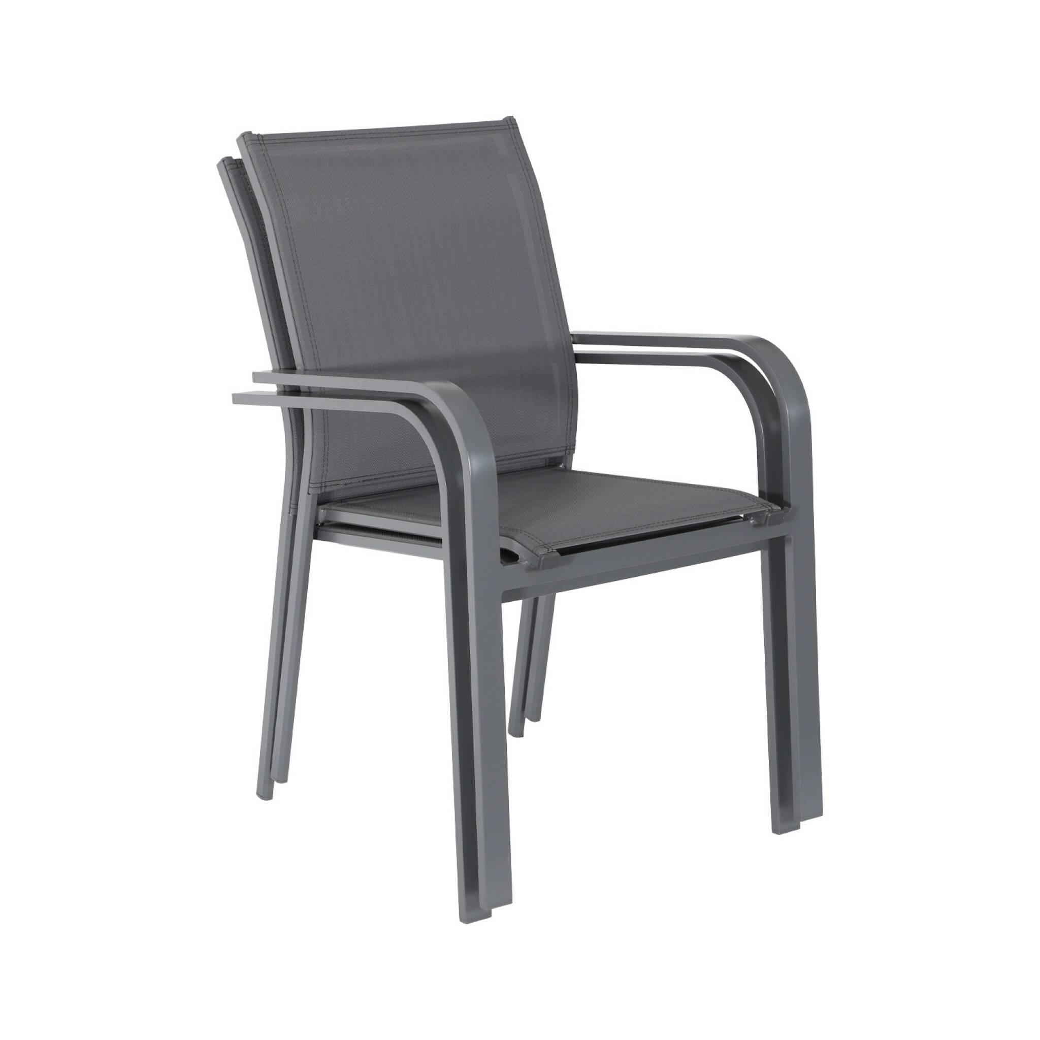 Silla de jardín apilable de aluminio y textileno, set de 2, Antracita 4/6