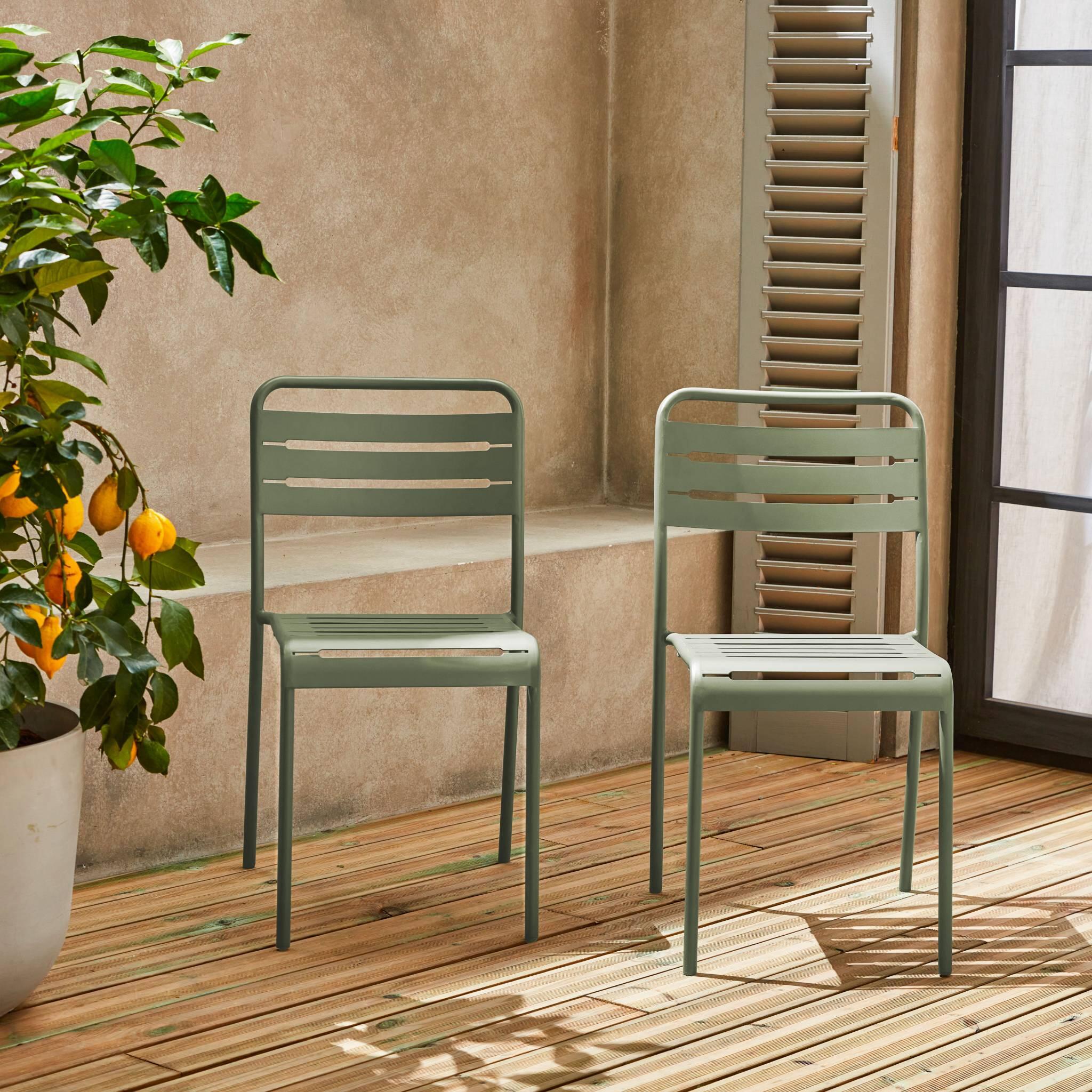 Cadeira de jardim em aço, set de 2, Verde 2/6