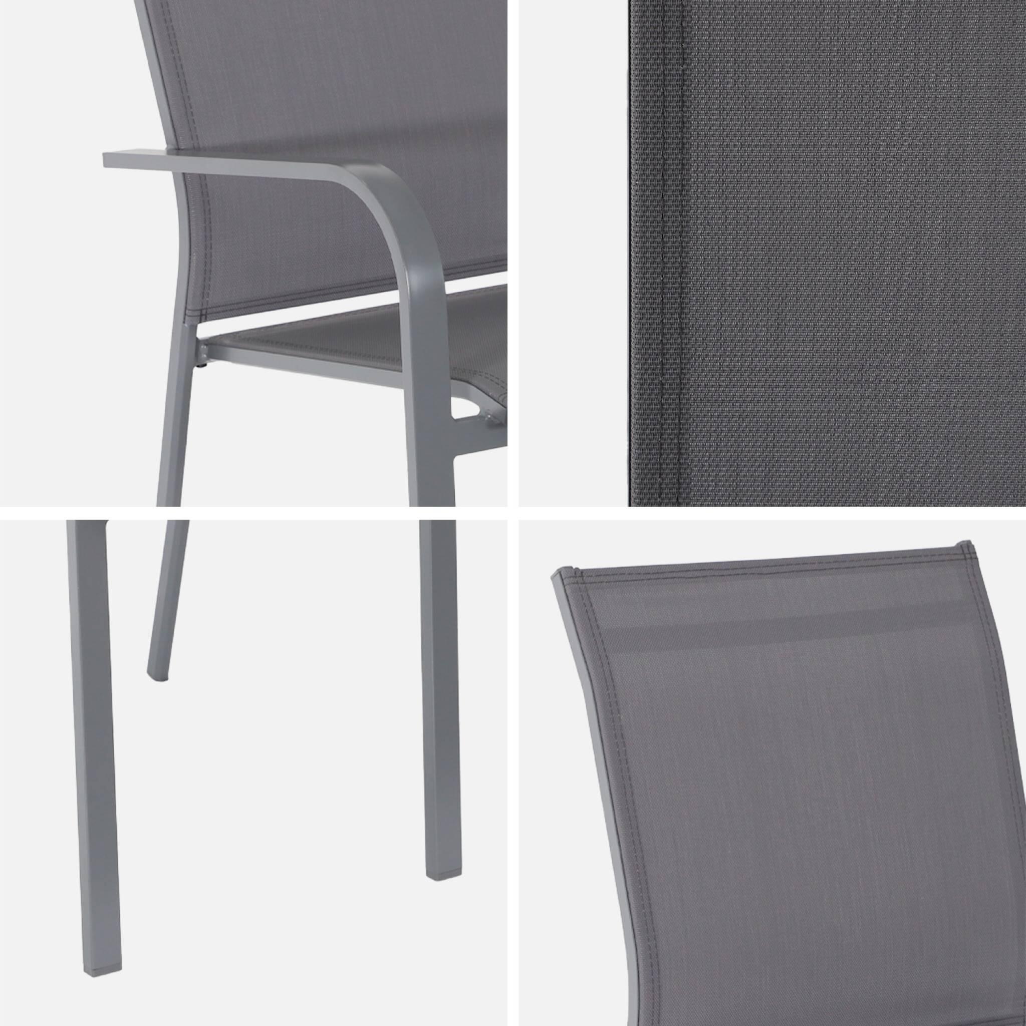 Silla de jardín apilable de aluminio y textileno, set de 2, Antracita 5/6