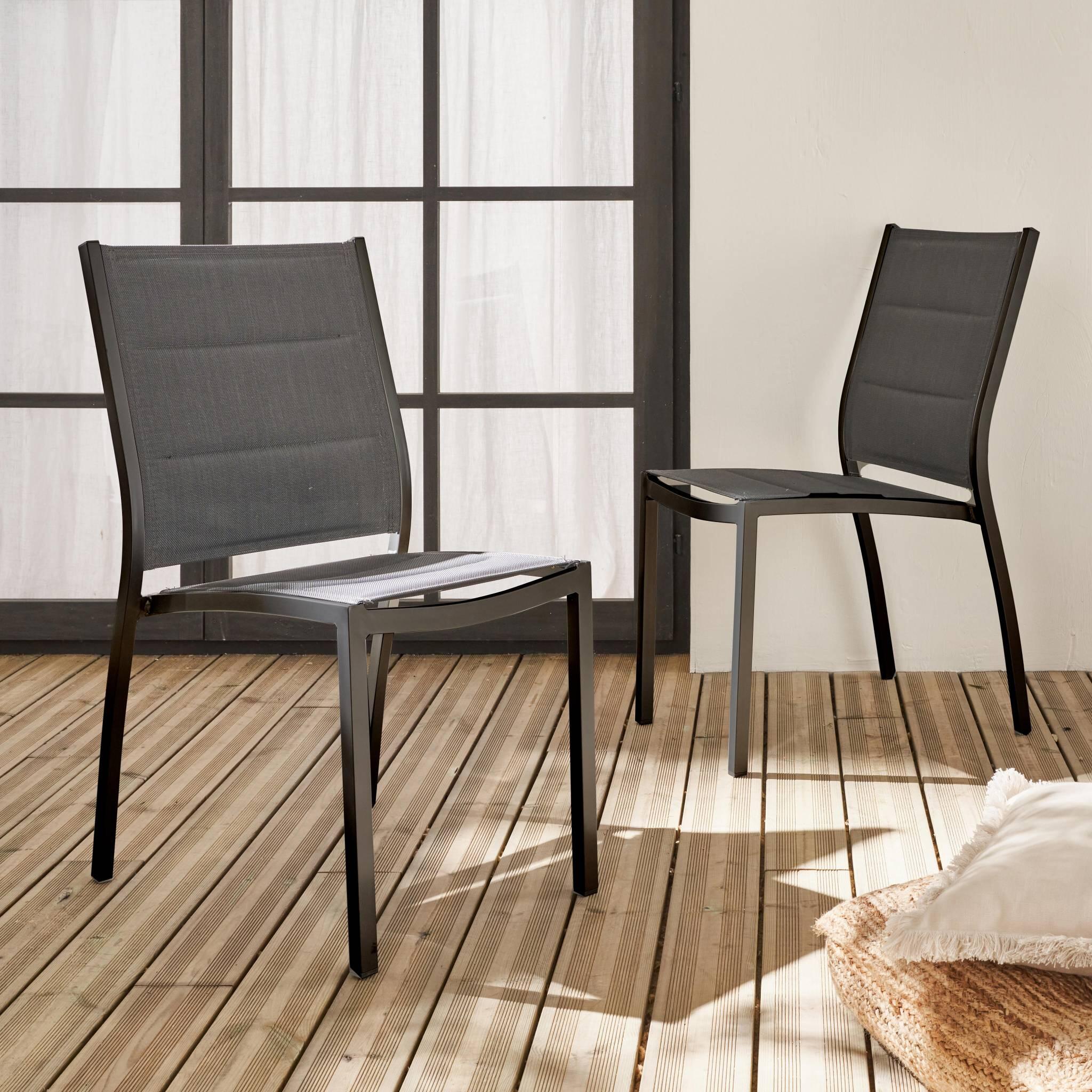 Cadeira de jardim empilhável em alumínio, set de 2, Anthracite 2/6