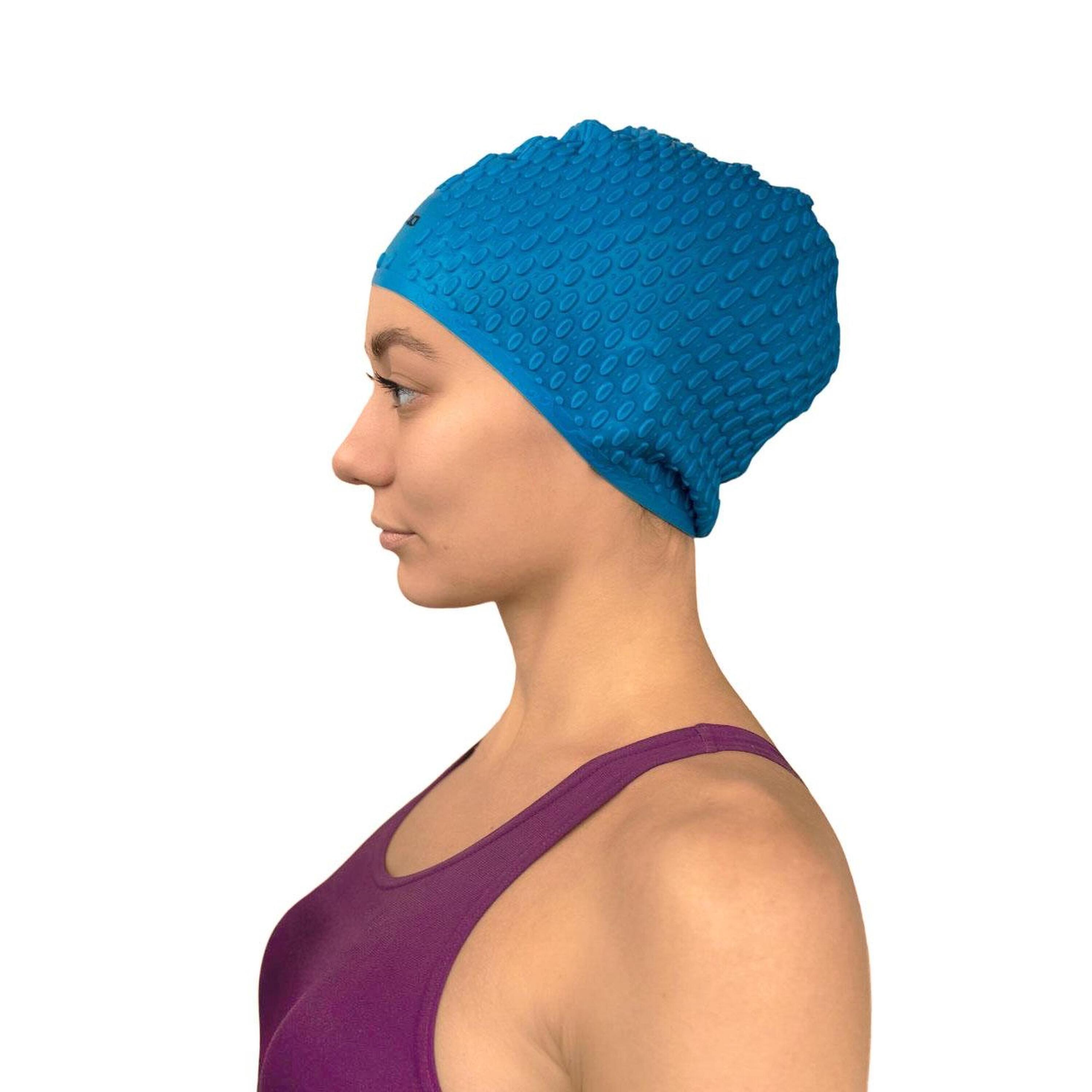 Gorro de Natación Estriado de Silicona Impermeable para Cabellos Largos INDIGO 3/3