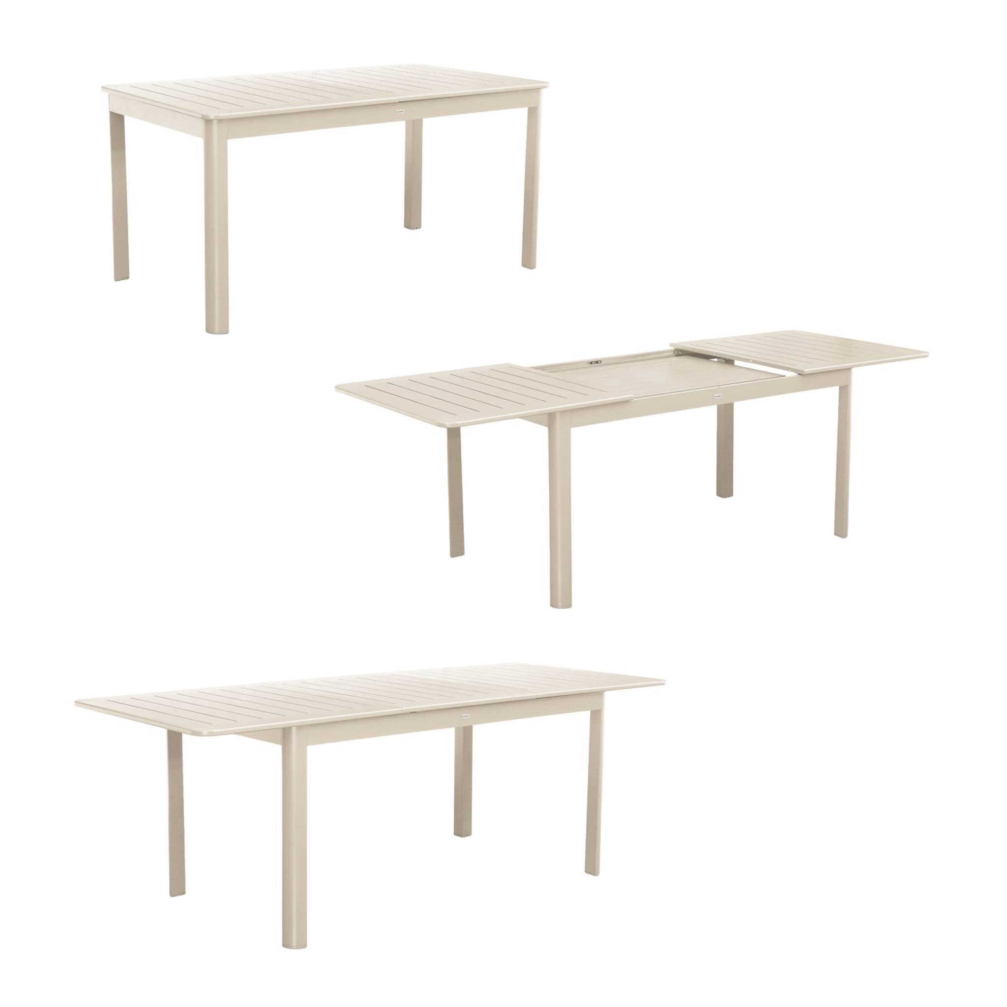 Mesa de jardín extensible de aluminio de 8 plazas, Beige 5/6