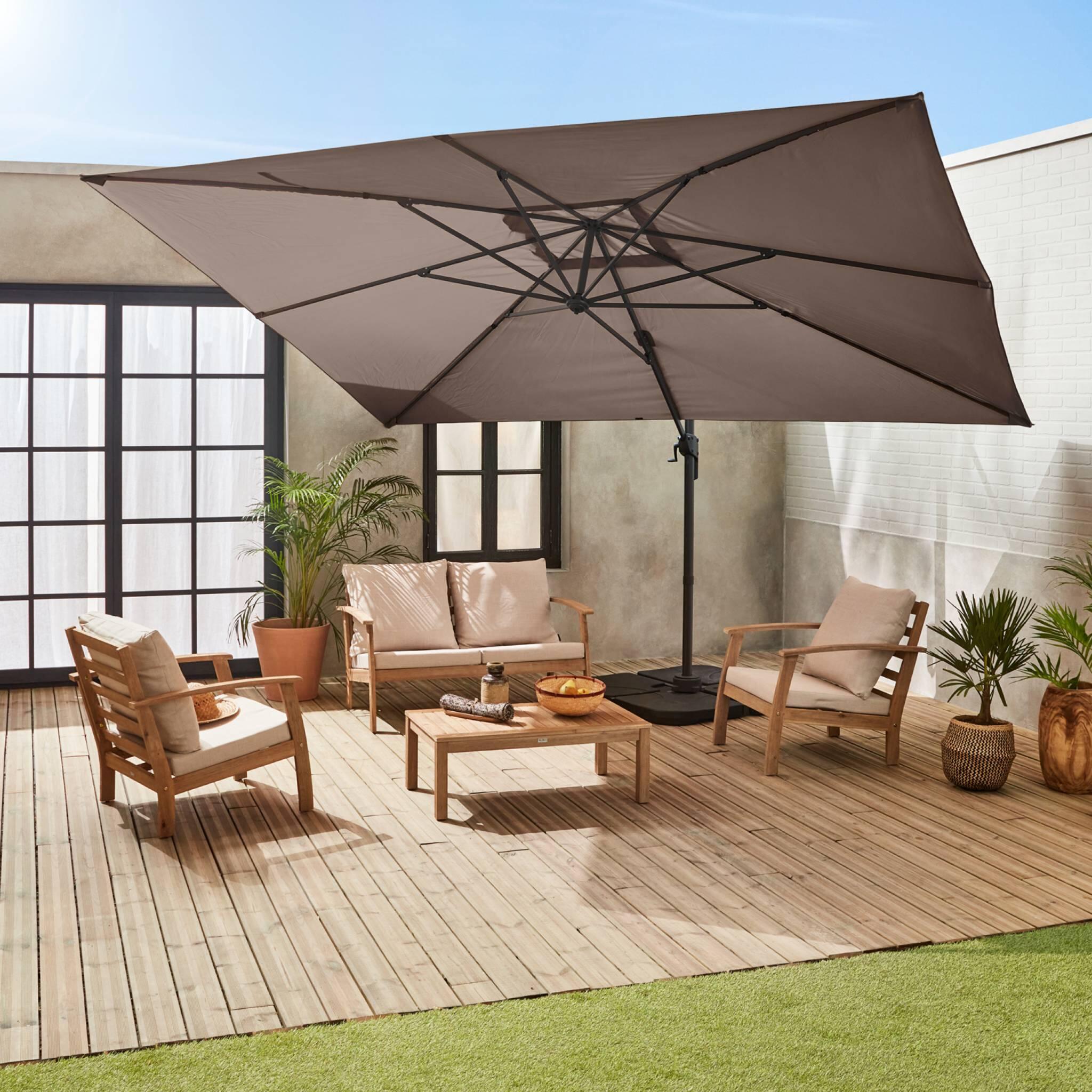 3x4m ombrellone rettangolare decentrato, Beige 3/6
