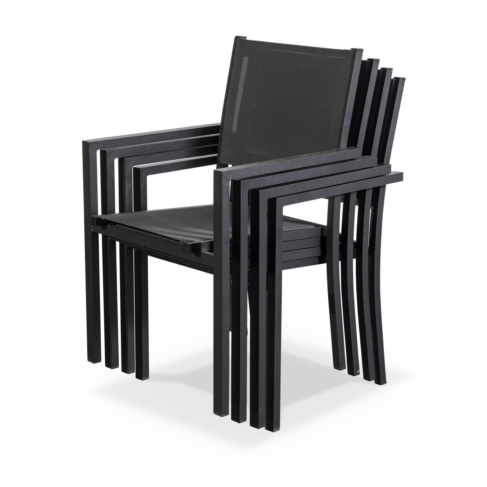 Mesa de jardim em alumínio e textilene, 8 cadeiras, Antracite 5/6